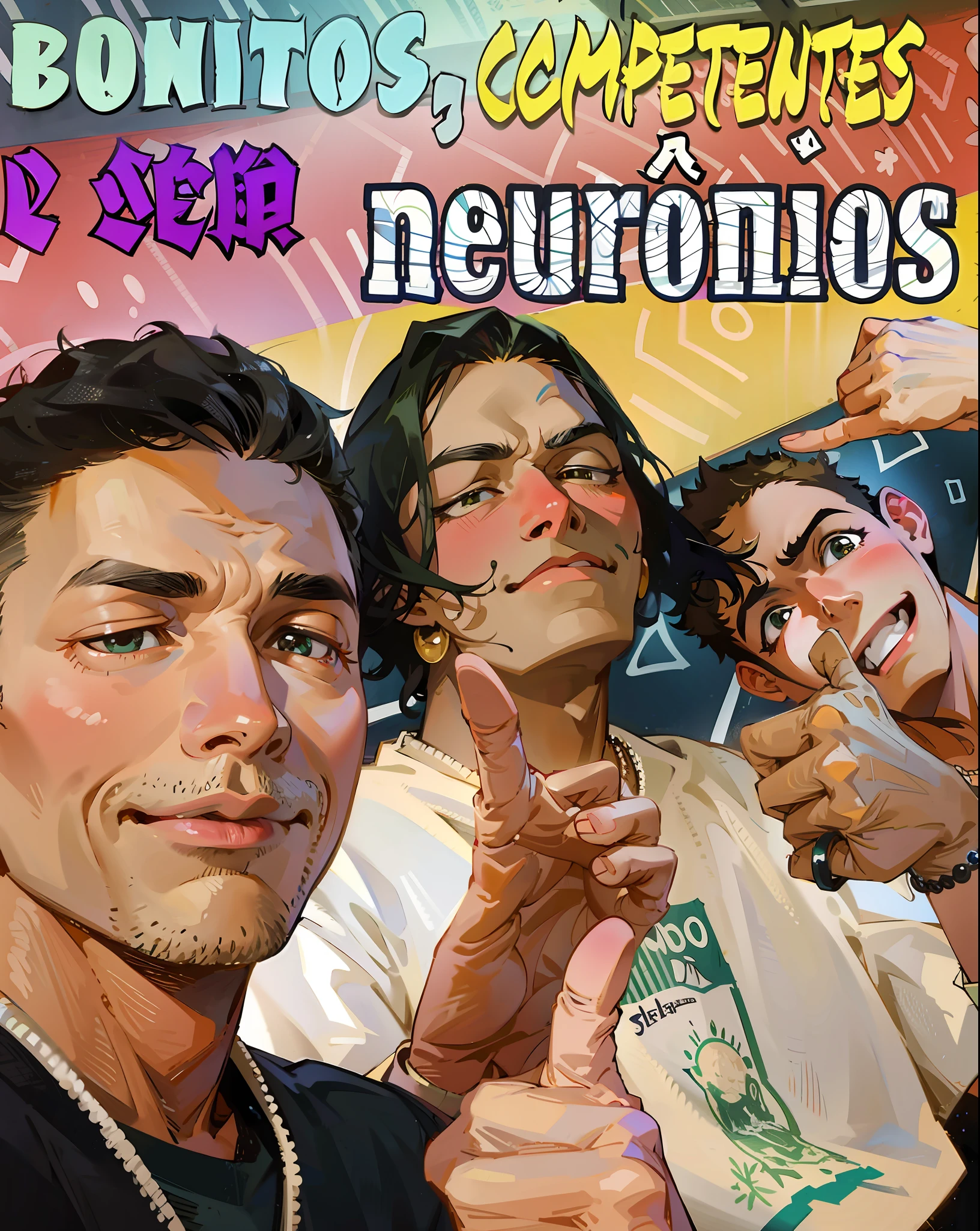 3 boys making hand gestures in a selfie