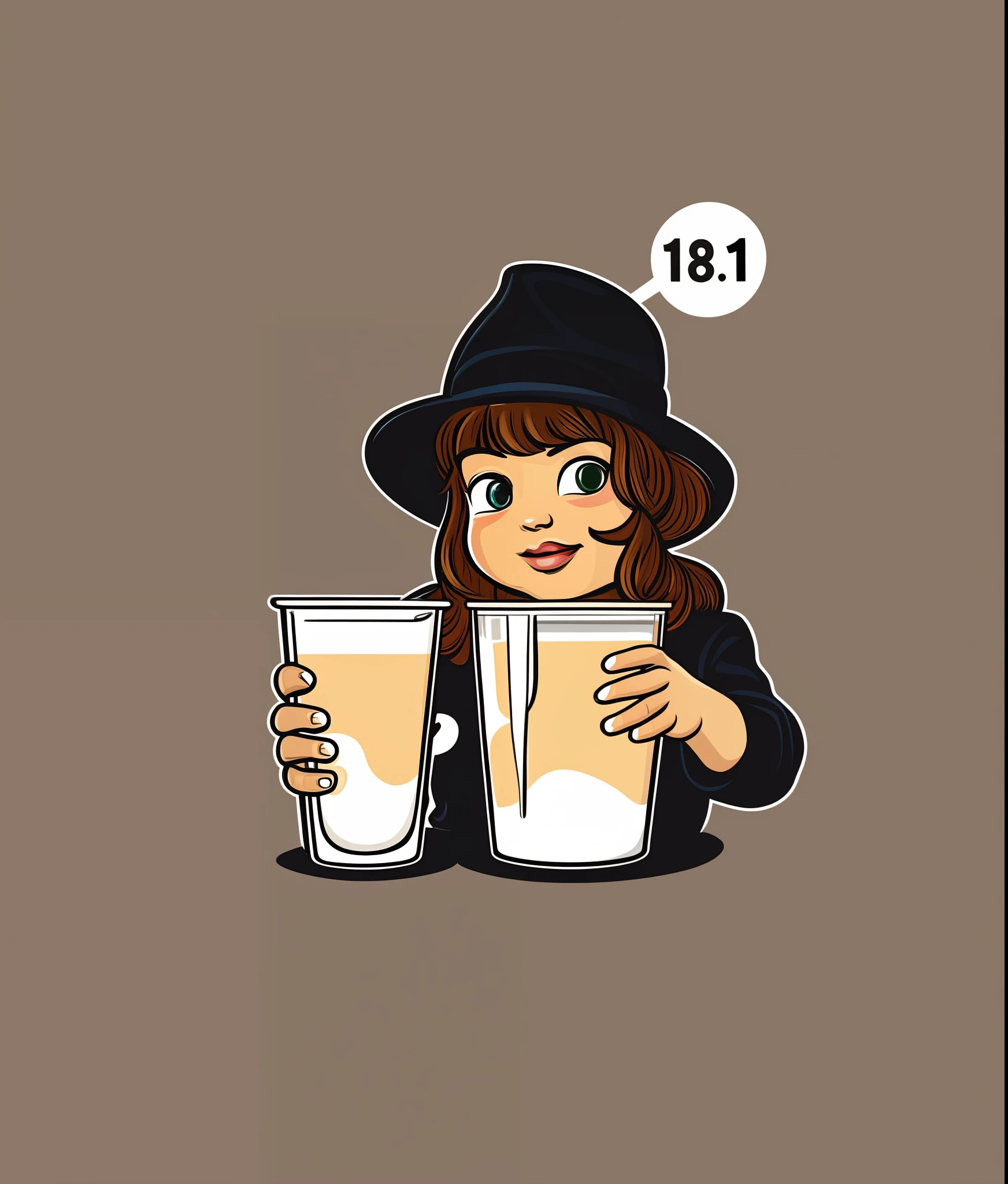 A girl drinking cold milk, vintage style, (t-shirt design), realistic volumetric masterpiece light