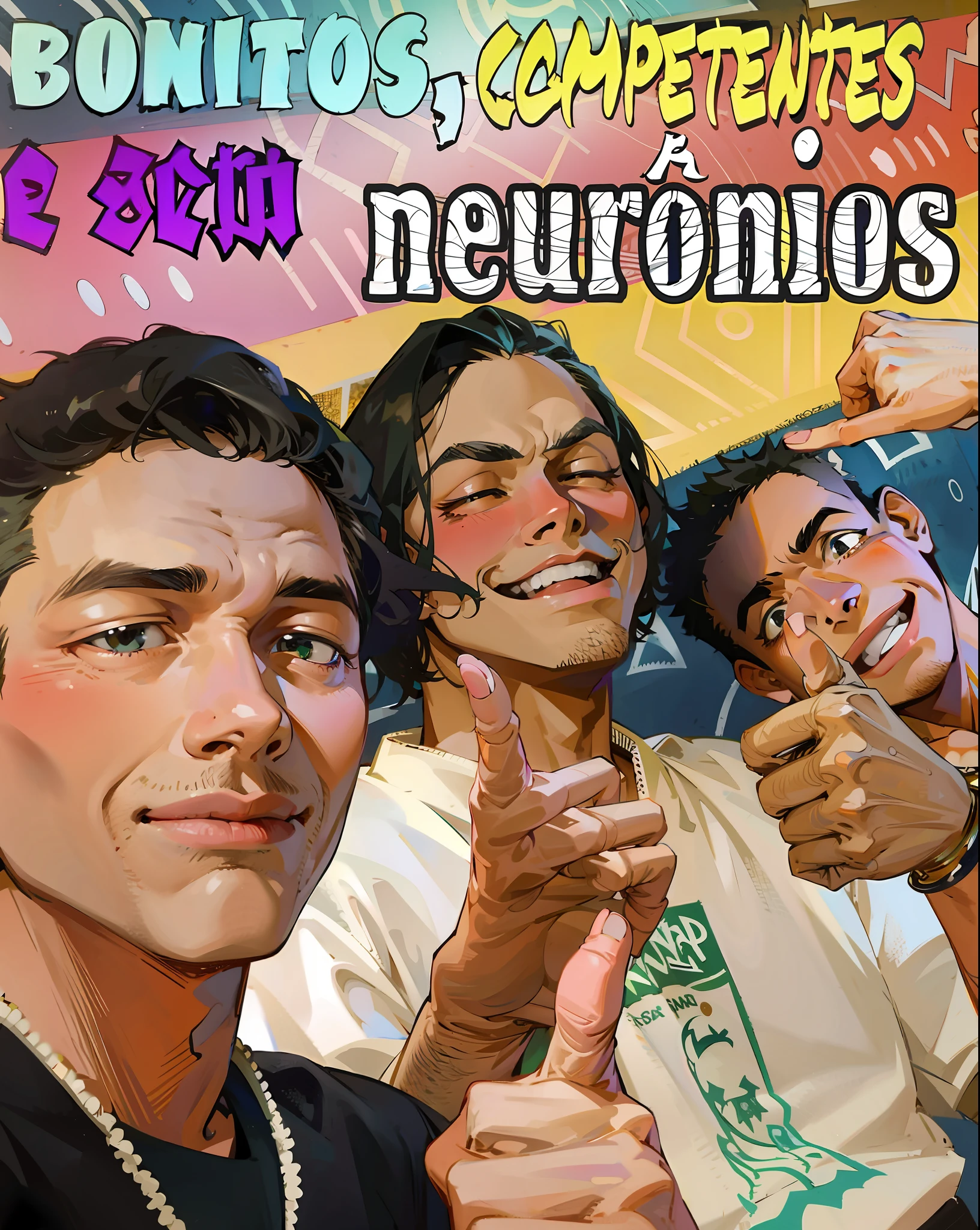 3 boys making hand gestures in a selfie