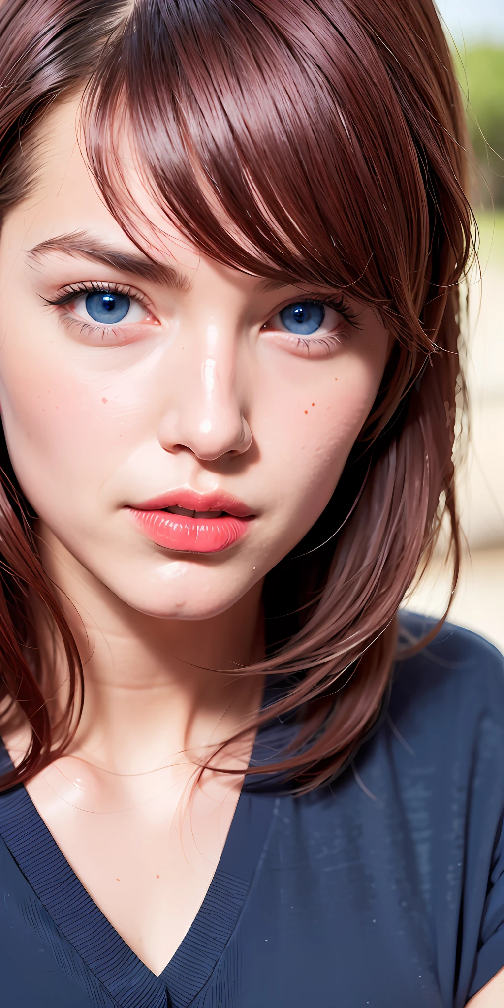 best quality, ultra high res, (photorealistic:1.4), blue eyes, looking at viewer, blush, red lips,