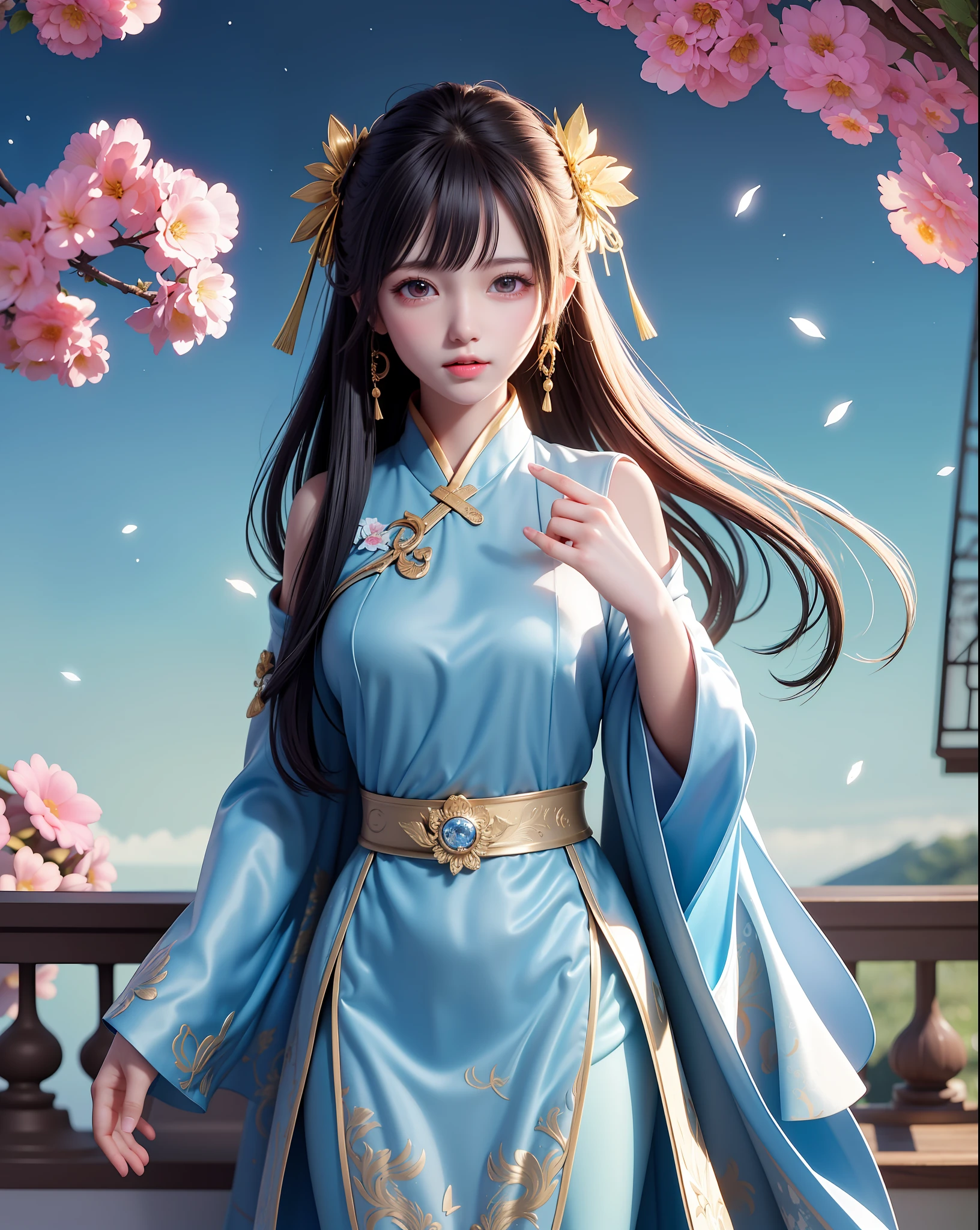 (8k, RAW photo:1.2), best quality, ultra high res,dramatic angle,(fluttered detailed color splashs), (illustration),(((1 girl))),(long hair),(rain:0.9), (头饰:1.4),少女身边有一座古宫,汉服,(重点),彩色水墨画,(泼彩),泼彩,(((colorful))),(素描:0.8) , Masterpiece, best quality, beautiful painted, highly detailed,(denoising:0.6),[splash ink],((ink refraction)), (beautiful detailed sky),moon,highly,detaild,(masterpiece, best quality, extremely detailed） CG unity 8k壁纸，杰作，最好的质量，超详细），（石蒜），