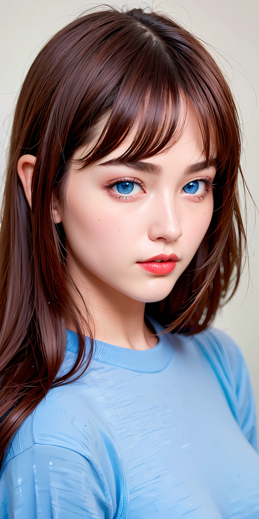 best quality, ultra high res, (photorealistic:1.4), blue eyes, looking at viewer, blush, red lips, (ulzzang-6500-v1.1:1)