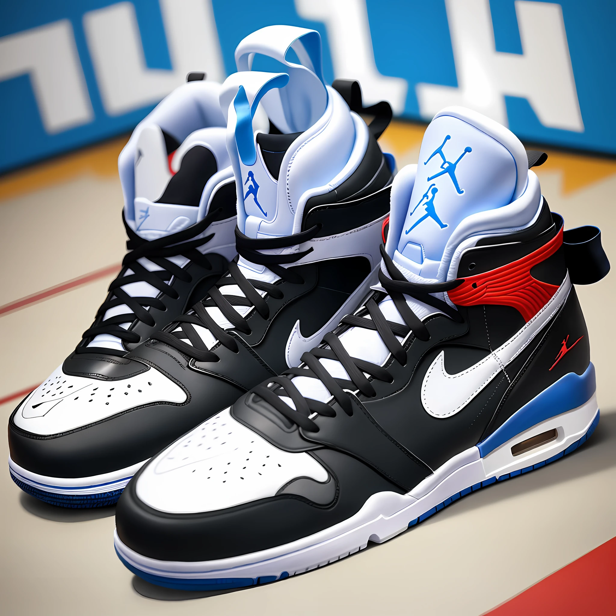 Jordan Nike sneakers, on the basketball court, for announcement