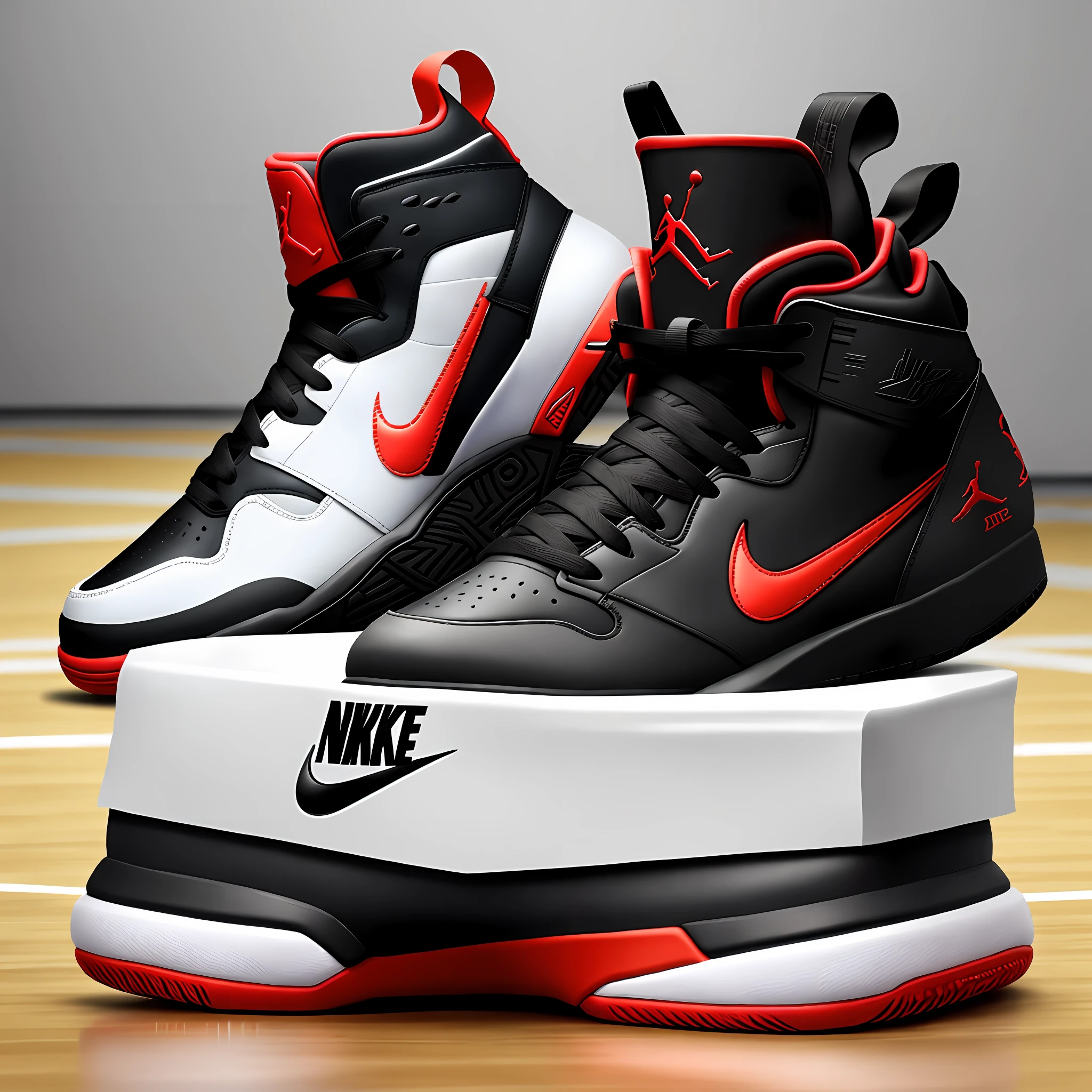 Jordan Nike sneakers, on the basketball court, for announcement