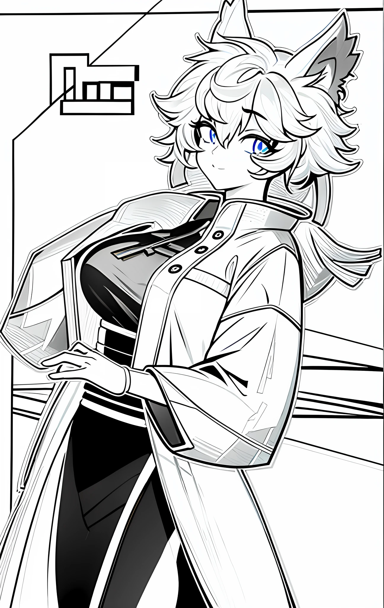 1 Girl, AAK, Cowboy Shooting, Wide Buttocks, Big Tits, Line Drawing, Lineart