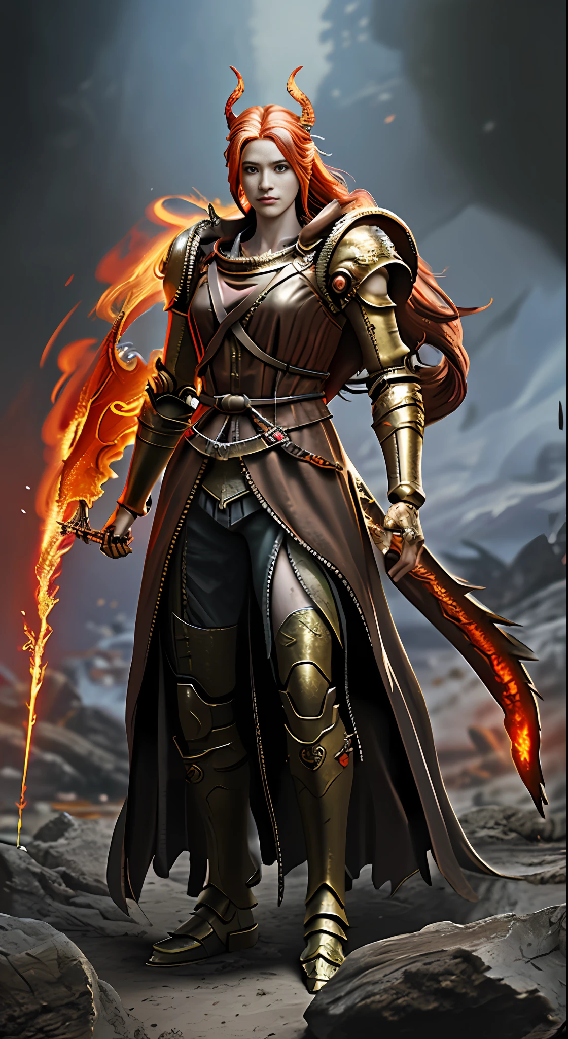 Dragon in Fire, Mythical Color, Mecha, (Maiden), Cuirass with Clear Flame Pattern, Mythology, Dragon, Battle, Great God Series, Shock Composition, Master Work, Cyberpunk