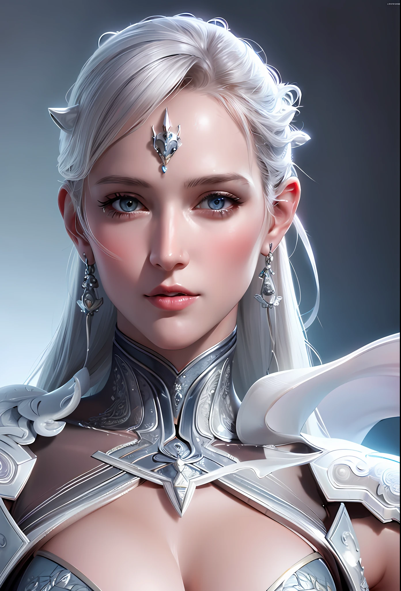organic cyborg, white plastic, diffuse lighting, fantasy, intricate, elegant, highly detailed, realistic, realistic, digital painting, art station, illustration, concept art, smooth, sharp focus, art by Sophie Marceau and Artem Demura, upper body, face clear, skin texture