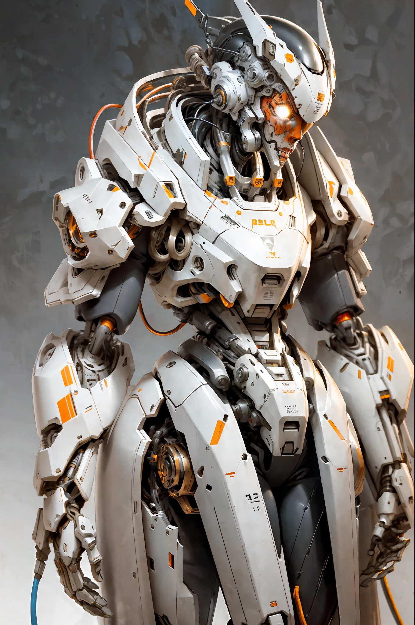 1 woman inside a huge bulky exoskeleton robot , ((bulky)) armor, mecha,
ink, clean lines, negative space, high contrast, gradient color,(((masterpiece))), ((best quality)), (ultra-detailed), (CG illustration), (an extremely devious and beautiful)), cinematic light, ((mechanical girl)), single, (machine-made joints: 1.4), ((mechanical limbs)), ( blood vessels attached to the tube), ((mechanical cervical vertebrae attached to the neck), (wires and cables attached to the head and body: 1.5)