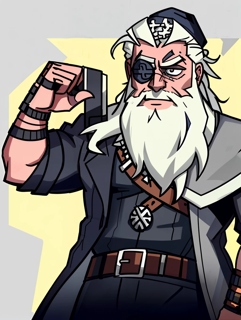 Odin, grey beard, eyepatch, old wizard hat, male viking god, masculine