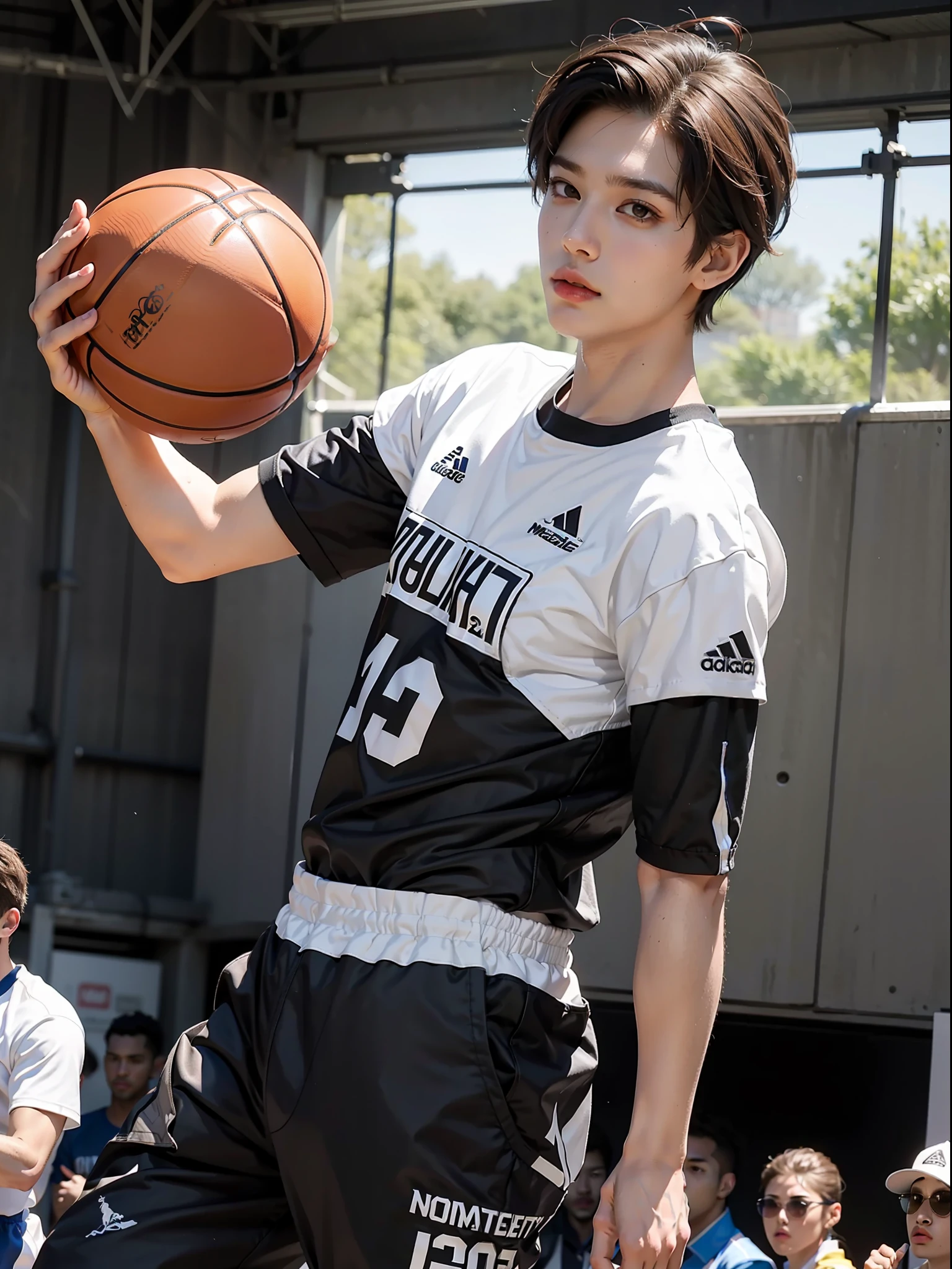 (male: 1.2), (sporty style: 0.8), basketball, masterpiece, realism