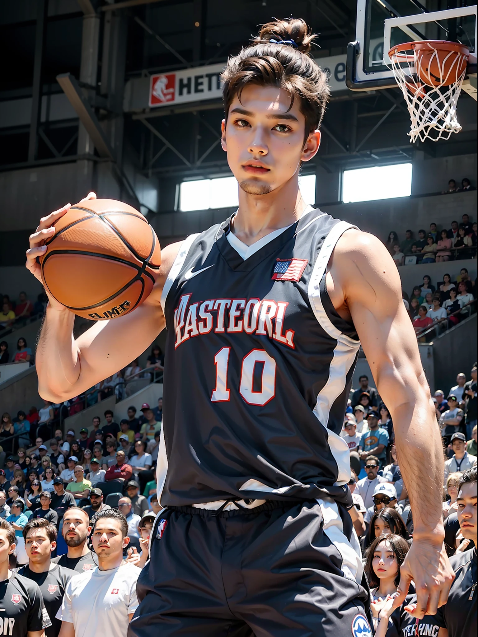 (male: 1.2), (sporty style: 0.8), basketball, masterpiece, realism