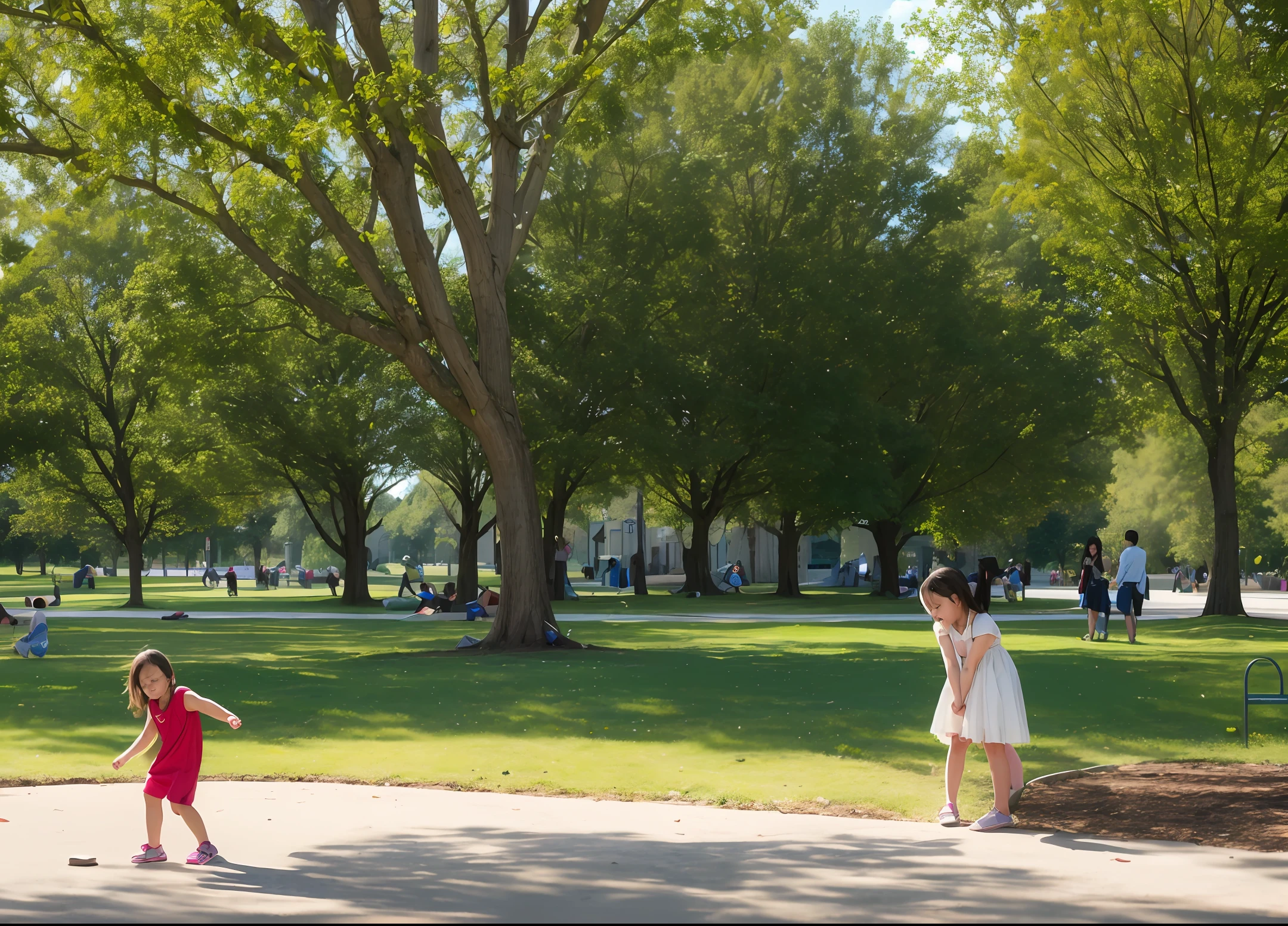 Create a realistic child playing in the park