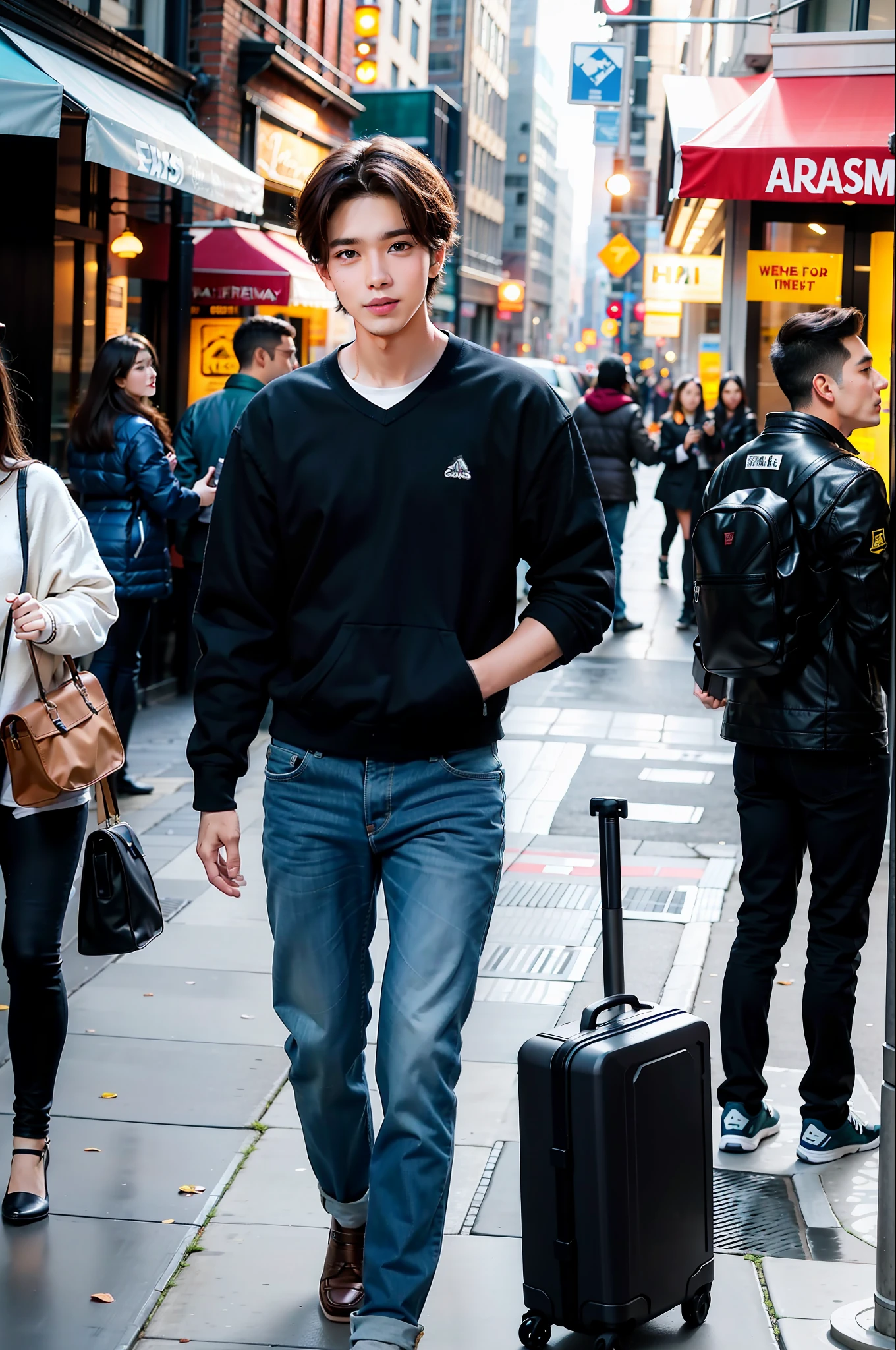 {{1 Handsome Guy: 1.2}}, 23 years old, (Realism: 1.2), Street Photography, HD, Masterpiece