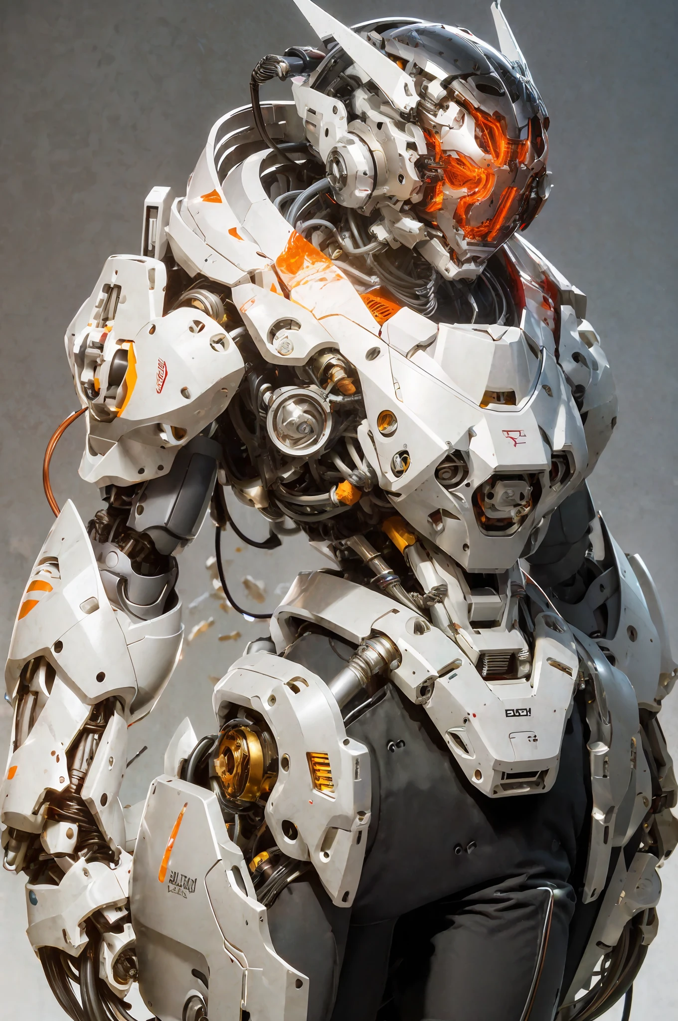 1 woman inside a huge bulky exoskeleton robot , ((bulky)) armor, mecha,
ink, clean lines, negative space, high contrast, gradient color,(((masterpiece))), ((best quality)), (ultra-detailed), (CG illustration), (an extremely devious and beautiful)), cinematic light, ((mechanical girl)), single, (machine-made joints: 1.4), ((mechanical limbs)), ( blood vessels attached to the tube), ((mechanical cervical vertebrae attached to the neck), (wires and cables attached to the head and body: 1.5), dynamic pose, dynamic light