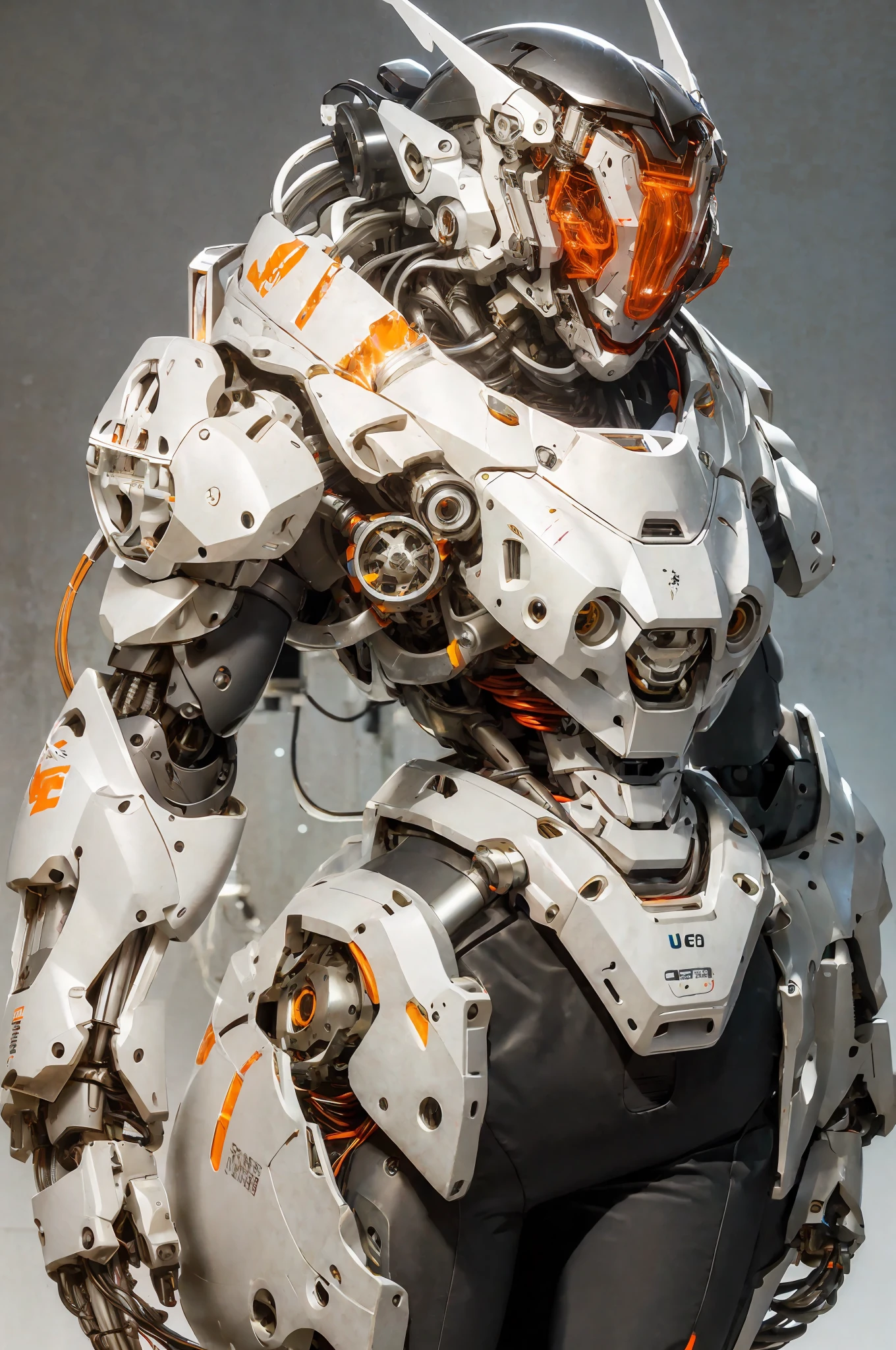 1 woman inside a huge bulky exoskeleton robot , ((bulky)) armor, mecha,
ink, clean lines, negative space, high contrast, gradient color,(((masterpiece))), ((best quality)), (ultra-detailed), (CG illustration), (an extremely devious and beautiful)), cinematic light, ((mechanical girl)), single, (machine-made joints: 1.4), ((mechanical limbs)), ( blood vessels attached to the tube), ((mechanical cervical vertebrae attached to the neck), (wires and cables attached to the head and body: 1.5), dynamic pose, dynamic light