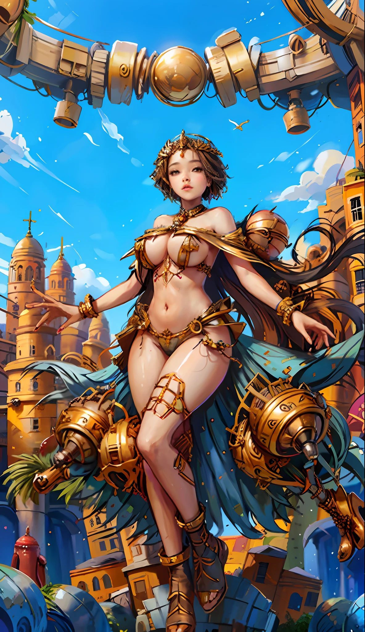 African Goddess, she has a jiggly fat round belly, voluptuous body, carismatic,{{{masterpiece}}}