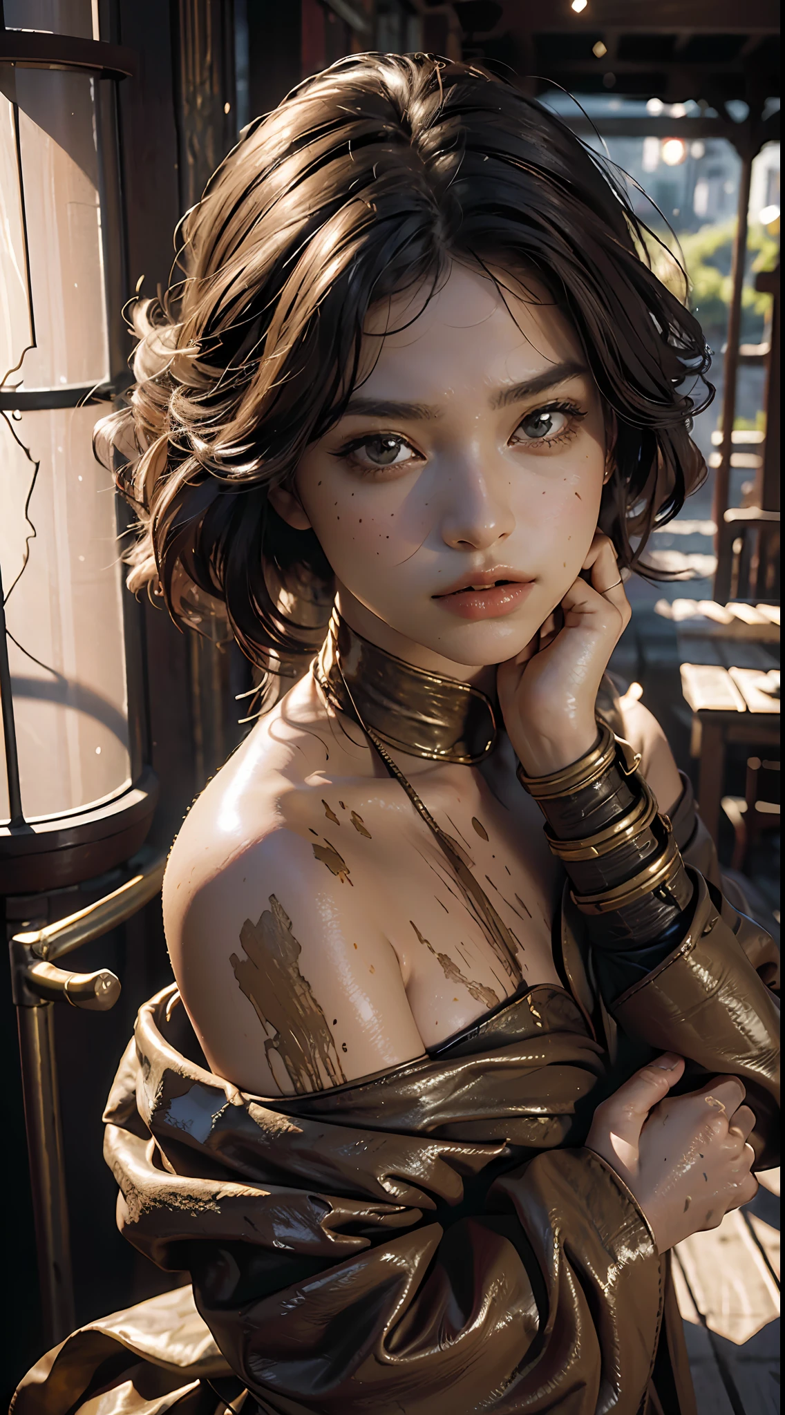 Best quality, masterpiece, ultra high res, (photorealistic:1.4), raw photo, 1woman European goddess , ((mud in her hands)) Taurus zodiac sign, background with a super realistic bull, off shoulder, cinematic lighting, patient, can also be stubborn, grumpy and somewhat spiteful. That is, negatively they are people with a lot of obstinacy and blindness, as well as with a lot of impulsivity. Usually, Taurus will avoid conflicts.