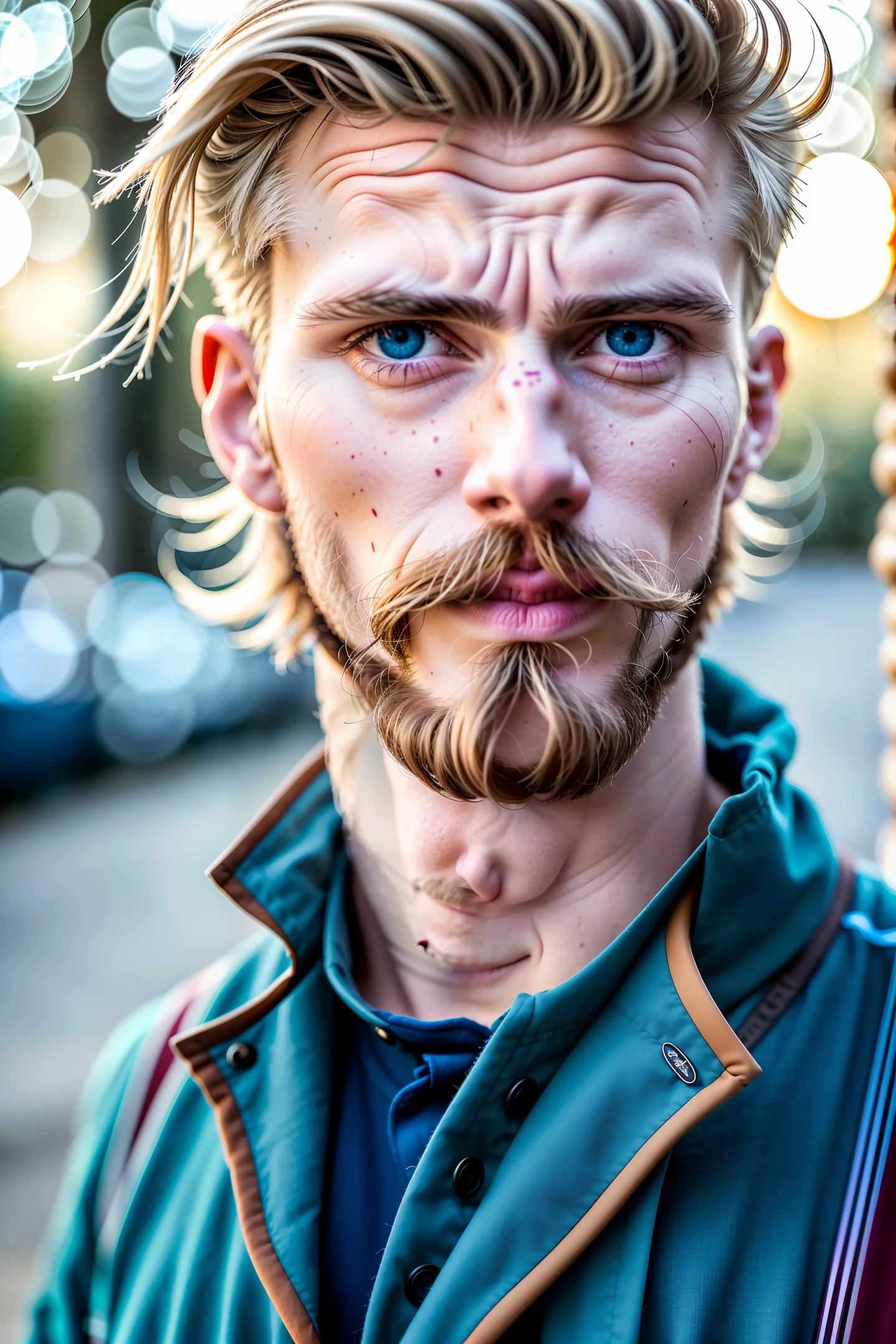 An insanely handsome nordic man,, macro lens, headshot photography, documentary photography, hyper realism, dreamy glow, hipster
