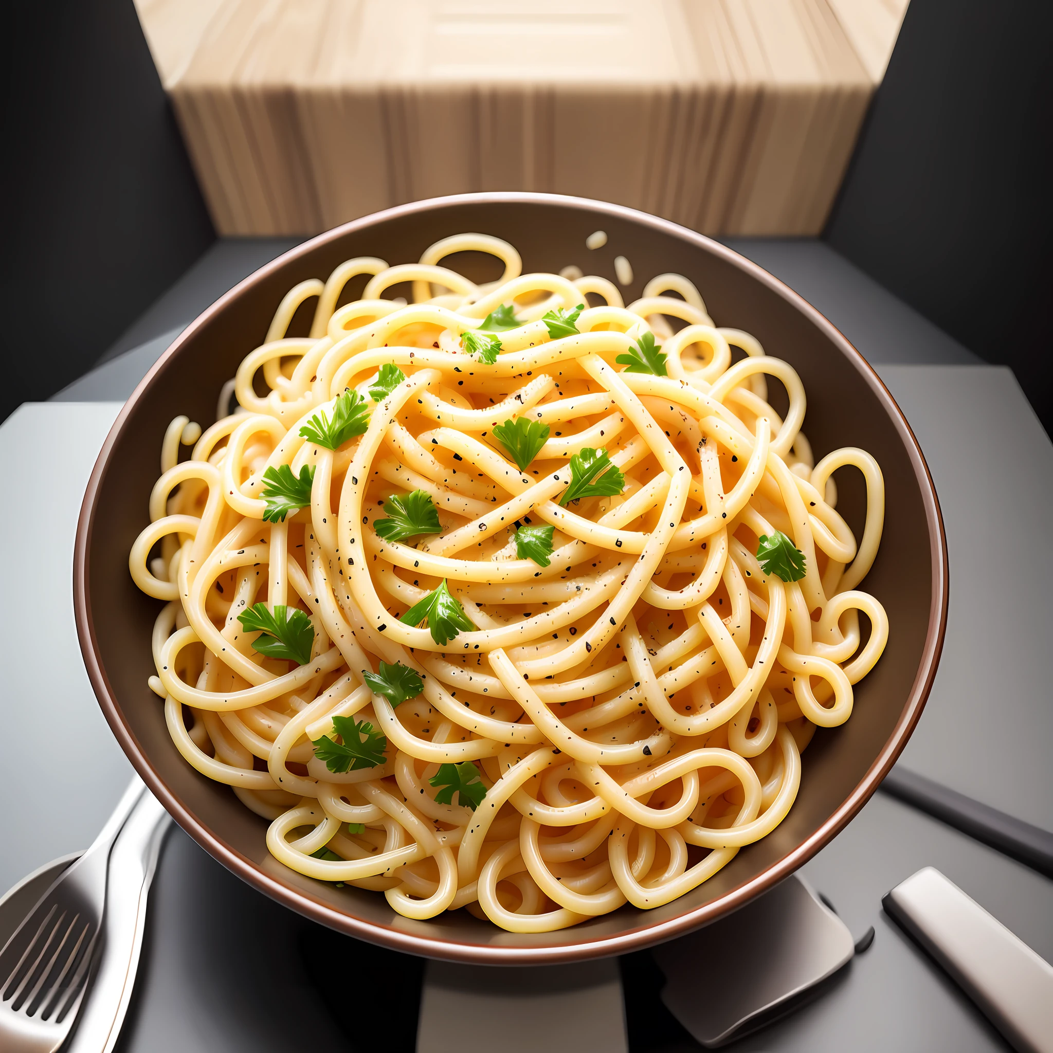 Photo-realistic, carbonara pasta, ultra high resolution