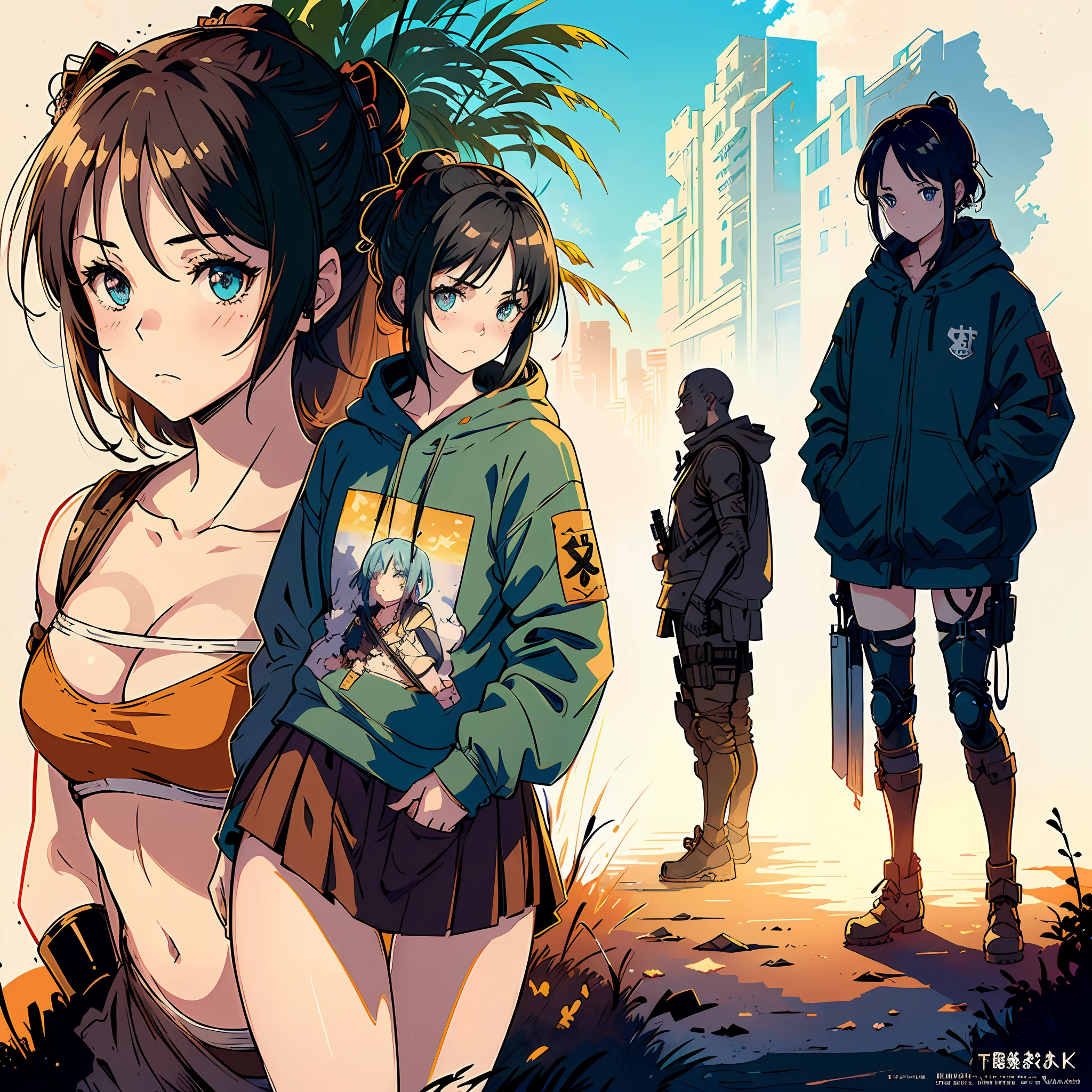 (((8K,2K))),(masterpiece))), (((best quality))), ((ultra-detailed)), ((highly detailed CG illustration)), ((extremely delicate and beautiful face)),(masked ), cinematic light, absurd clothing, 1girl, (character sheet)), concept art, ((full-length)), (masterpiece:1.2), (best quality:1.3), (single background, white background: 1.3),(CHARACTERS OF THE POST-APOCALYPTIC WASTELAND WORLD)))), (( Characters WANDERERS RAIDERS)), ( MAD MAX concepts))))), (( beautiful face)), (( quality face) ), (((beautiful anime eyes of characters))) , ( high-quality anime eyes of characters), ((high-quality anime pupils)), (((beautiful anime pupils)), (( beautiful shape of anime eyes)) , (( beautiful shape of anime pupils)), (( all faces with anime eyes)), ((( simple anime eyes of characters)))) ( bare skirt))) (( without panties)) , pose for the concept of the character, (((( post-apocalyptic wastelands)))), crossout frenzied, bright hair, very torn clothes, ((( extremely embarrassed face))), ((( excited  face))) ,((((character of the post-apocalypse world))) , (((sheet - pkrchonage))), ((( detailed development of the concept of the character))) , (page design)) , (different emotions))