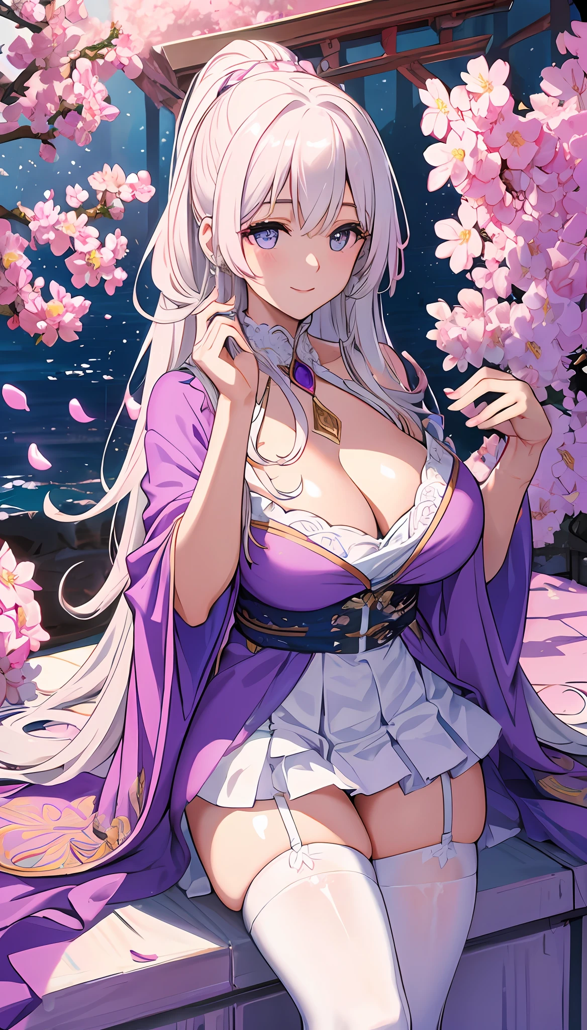 Panties white flowers, stockings white flowers, love on hands