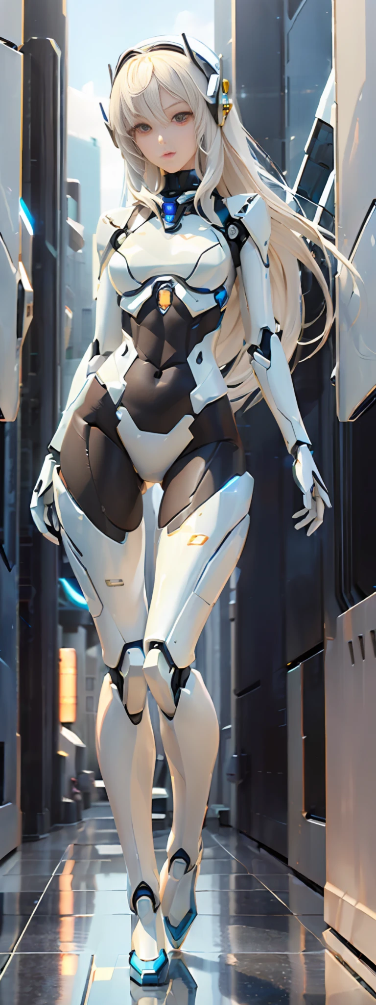 (full body:1.5),solo,(robot girl, mecha):1.2,
(ceramic body:1.5), smooth shoulders,shinny skin,(white:1.5),
dark background, extreme detailed city, (translucent body, reflection skin),
thigh gap,(small breast:1.5), long hair, glass hands,
16k, best quality, ultra detailed, (hyperrealistic:1.4),