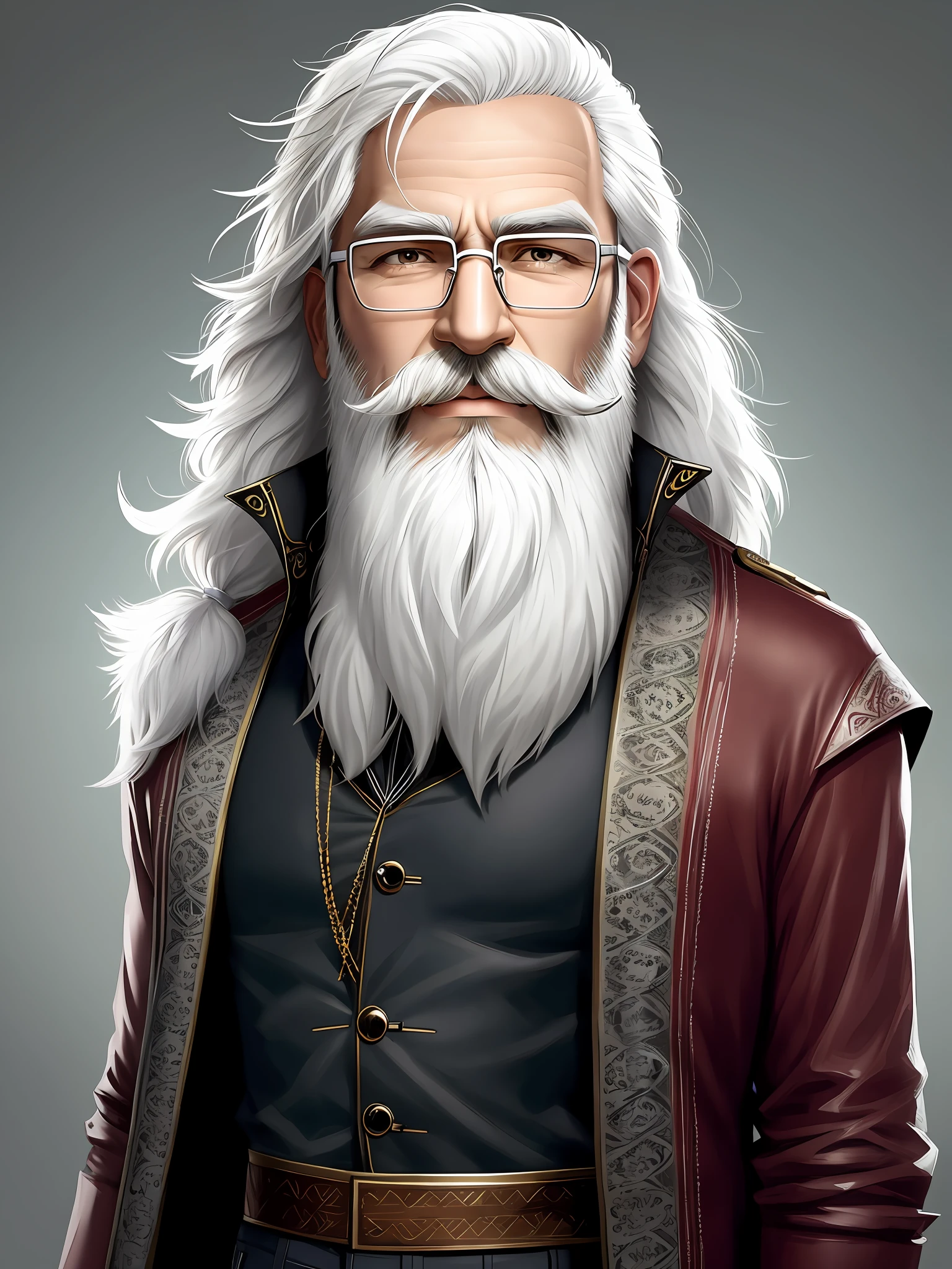 Arafed image of a man with a short white beard, cartoon style, short white hair and glasses