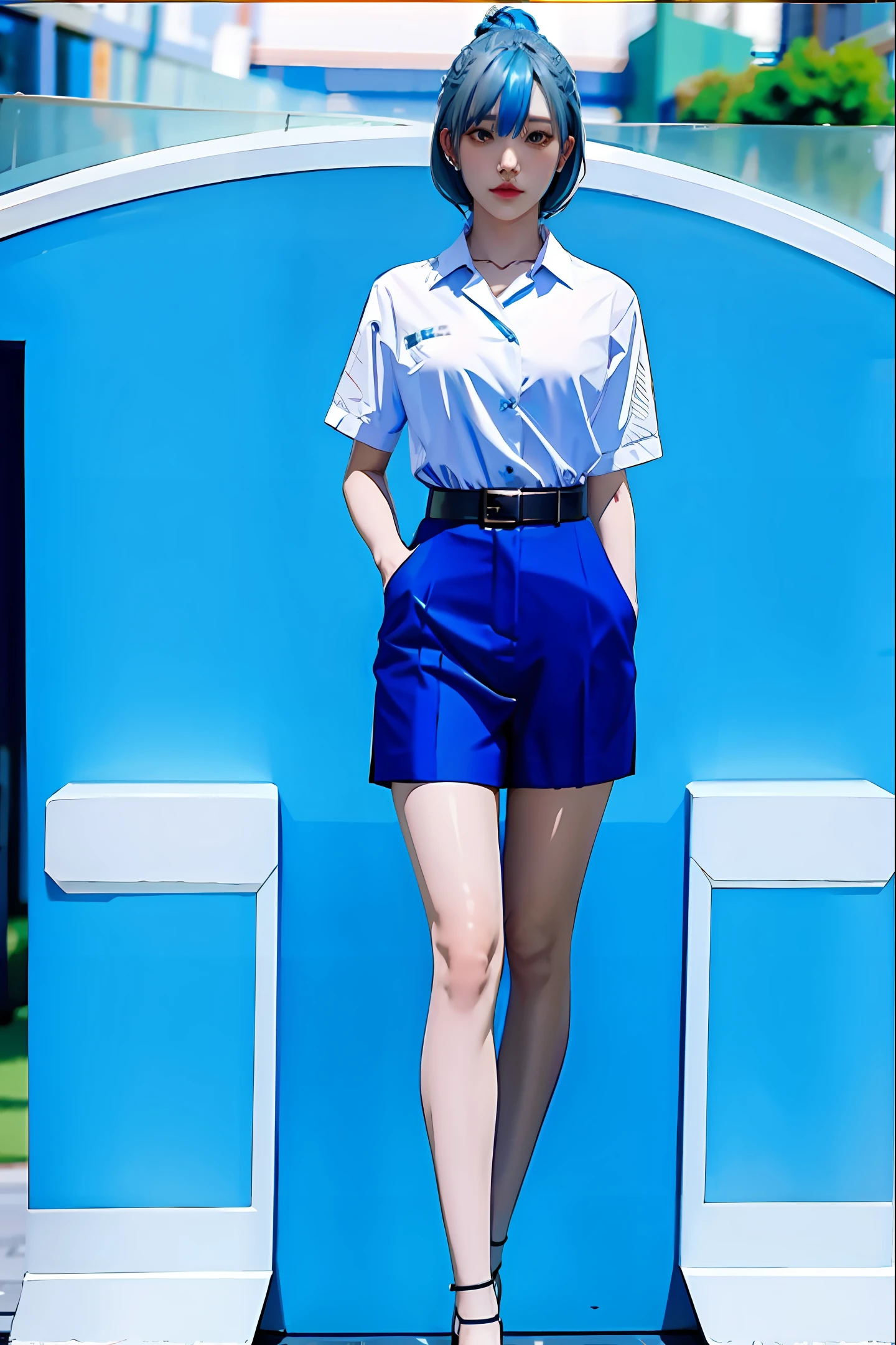 Blue Hair Real 8K Full Body Short