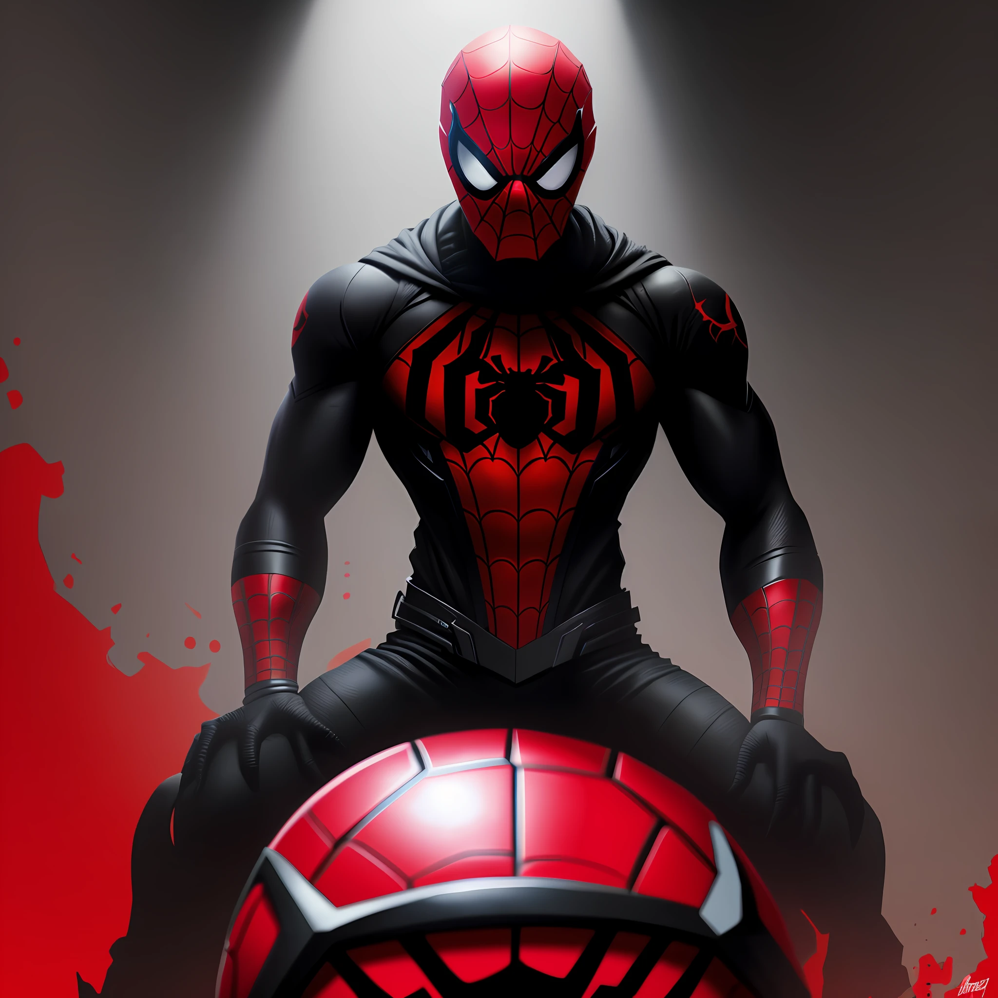 Creates for me a black and red skull spider-man in 8k