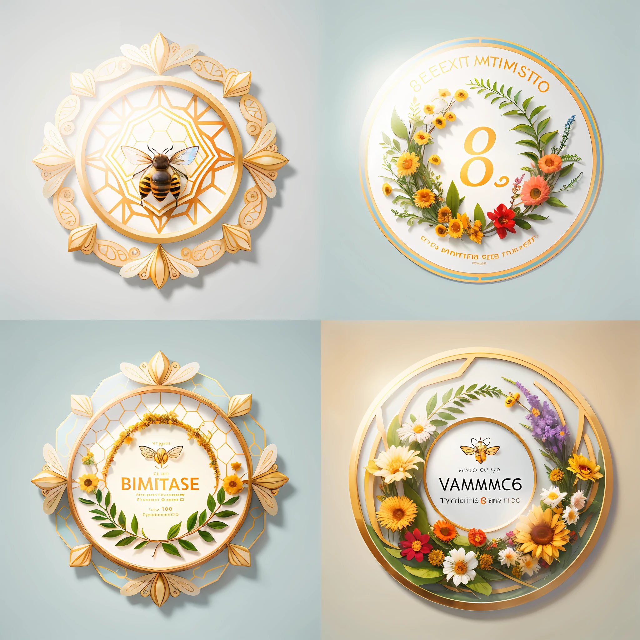 professional award winning symmtric logo design of bee in centre,honey, hexagon,masterpiece --v6