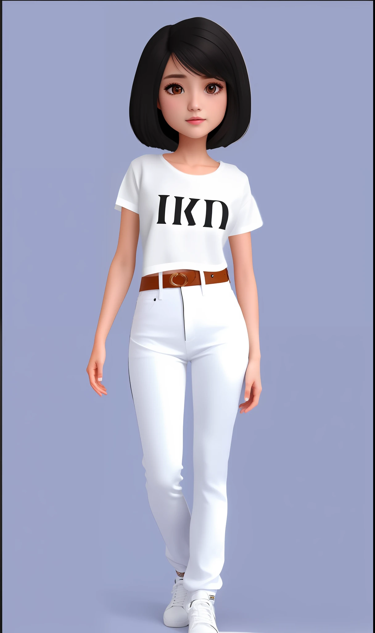 White T-shirt, black English letters, pattern, delicate, sporty