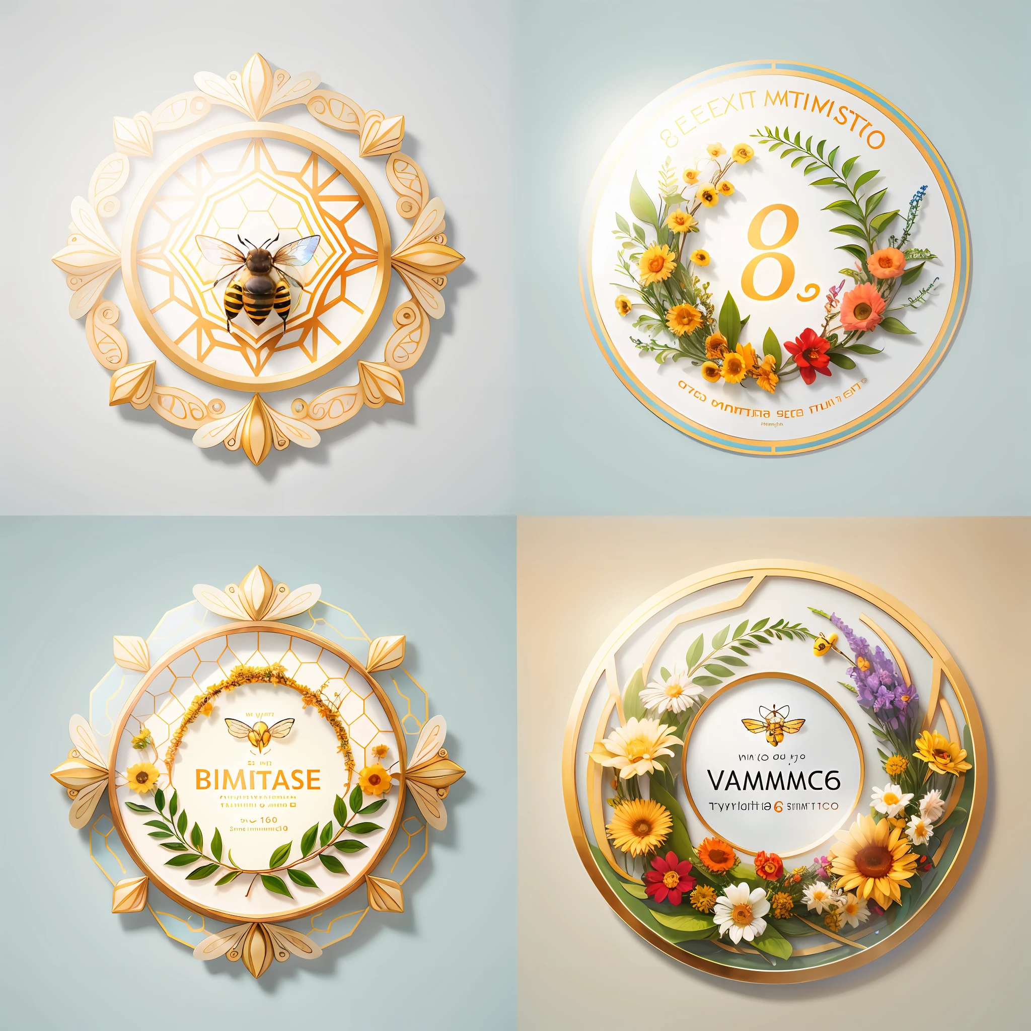 professional award winning symmtric logo design of bee in centre,honey, hexagon,masterpiece --v6