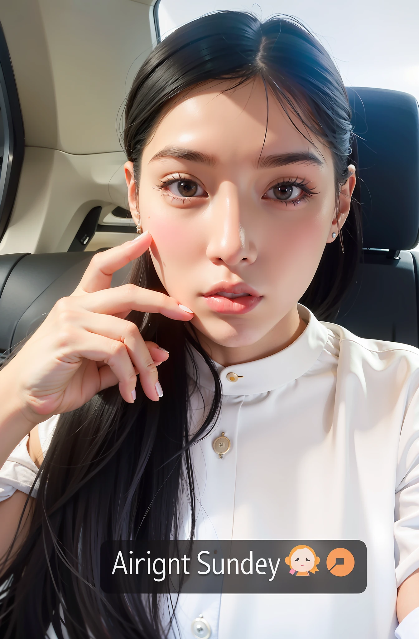 Long black hair ala-fed woman sitting in car, young adorable korean face, young cute one asian face, dira badilum mrat, gorgeous young korean woman, 8k selfie, beautiful young korean woman, one adorable korean face, beautiful korean woman, cute-fine-face, anime thai girl, young woman selfie, in underwear