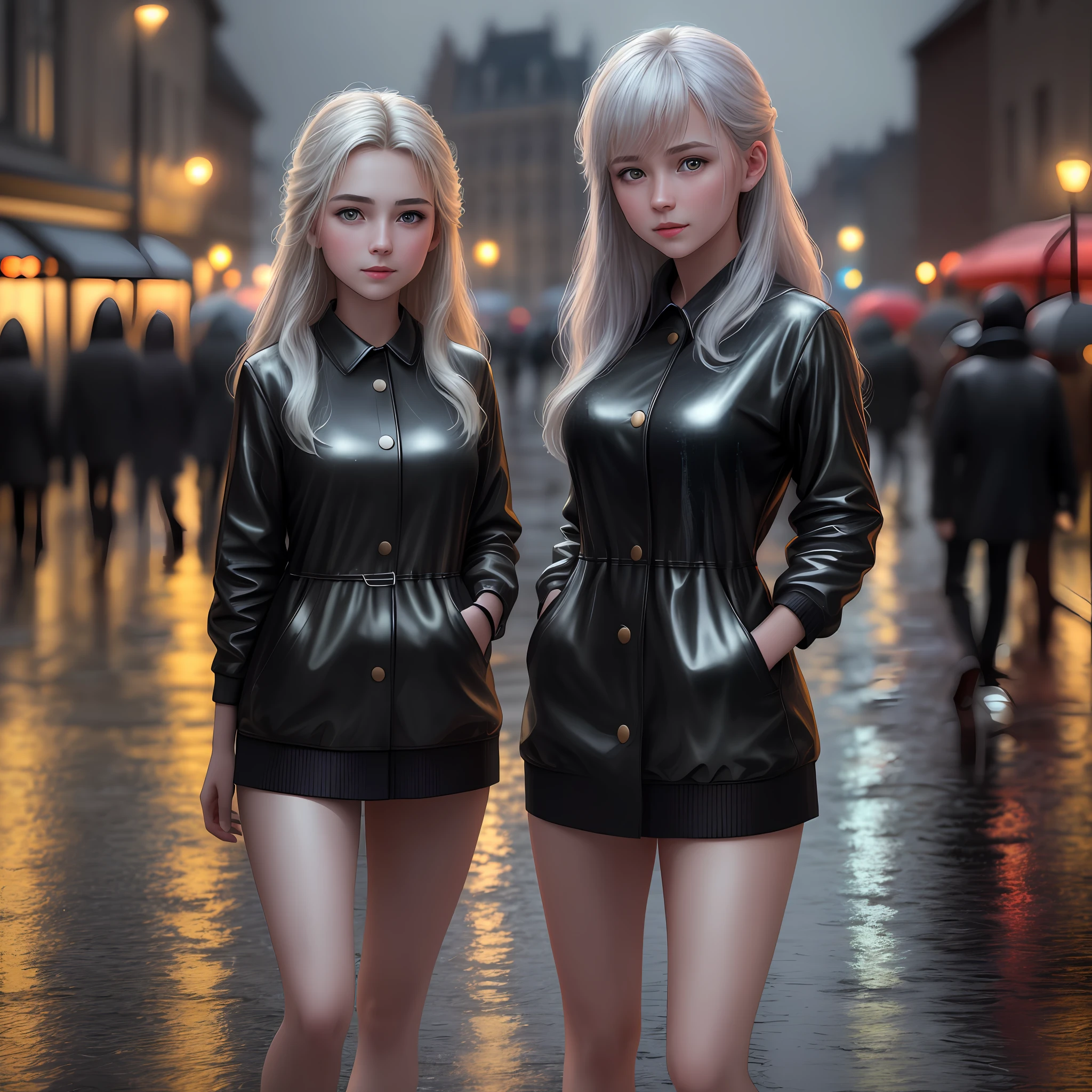 (8k, RAW photo, best quality, masterpiece: 1.2), (realistic, photorealistic: 1.37), 1 girl, european appearance, cityscape, night, rain, wet, professional lighting, photon mapping, slime