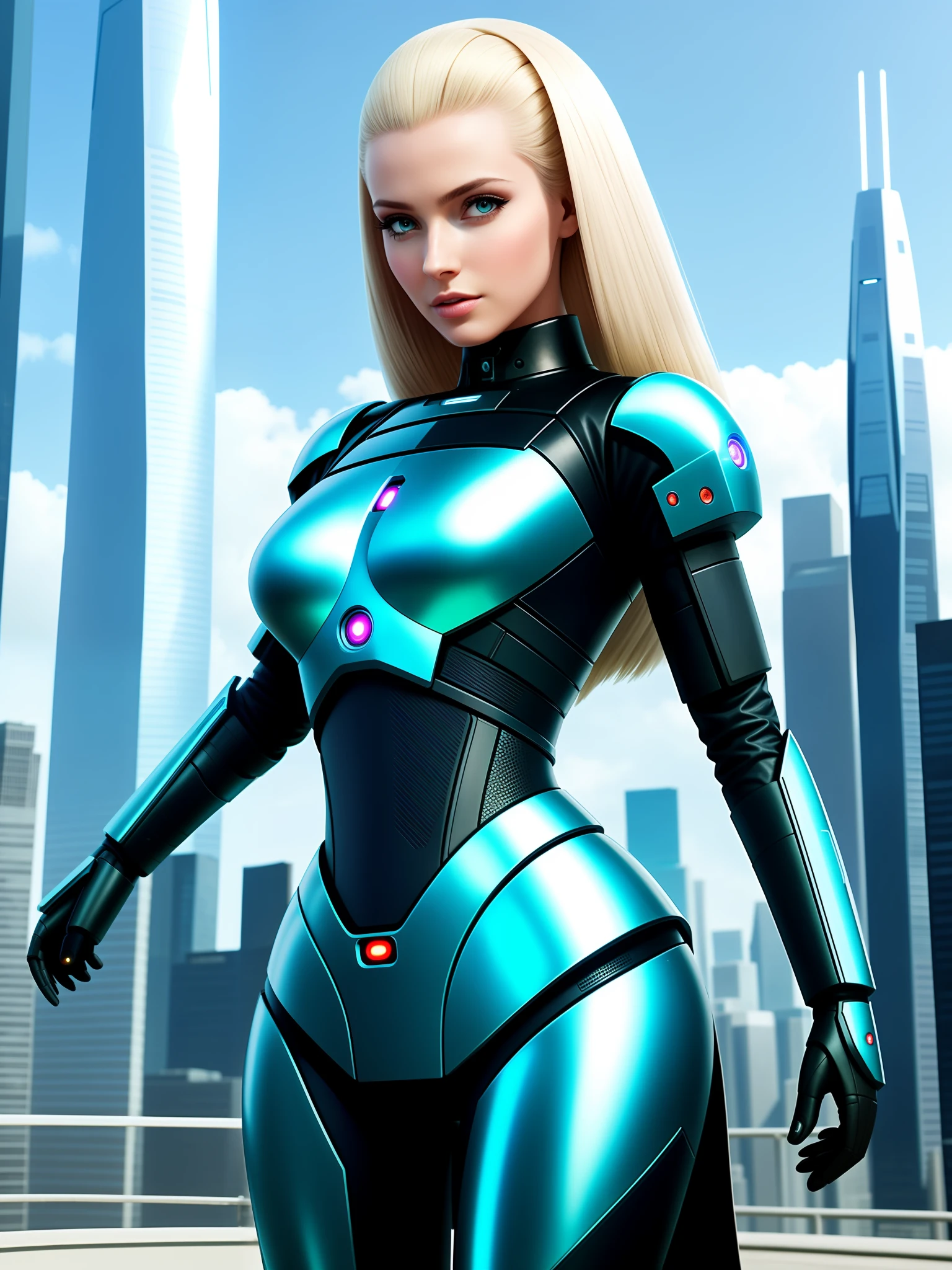 futuristic woman in futuristic suit standing in front of a city, sci-fi android female, beautiful female android, beautiful android woman, beautiful female android!, female android, retrofuturistic female android, cyborg woman, cyborg - girl, portrait of a female android, perfect android girl, beautiful female cyborg, biblical female android, perfect cyborg female, cyborg girl, female robot