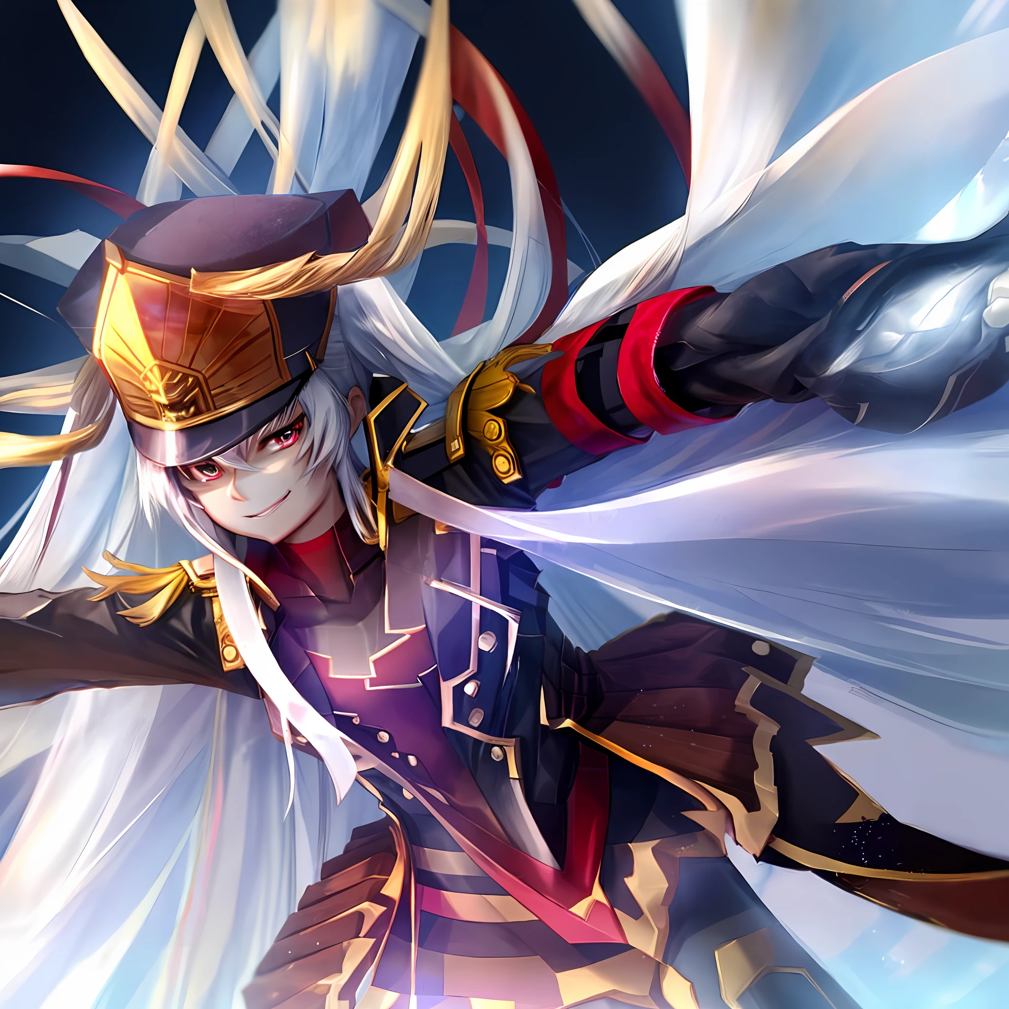 Anime Girl in Uniform with Sword and Hat, Cushart Krenz, Azur Lane Style, Mechanized Soldier Girl Dressed in Kiver, Soldier Girl, Kantai Collection Style, Scam Smirk, From Girls on the Front Lines, Prussia, Zerochan Art, Female Anime Character, Perfect White-Haired Girl, White-haired, Astri Lone, solo, 1 girl