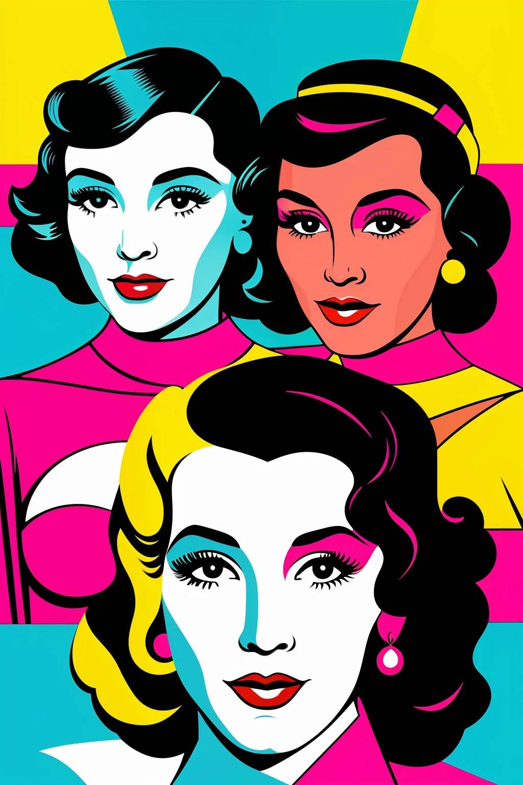 pop art deco Ladies diferent ethnicities at a art deco ball