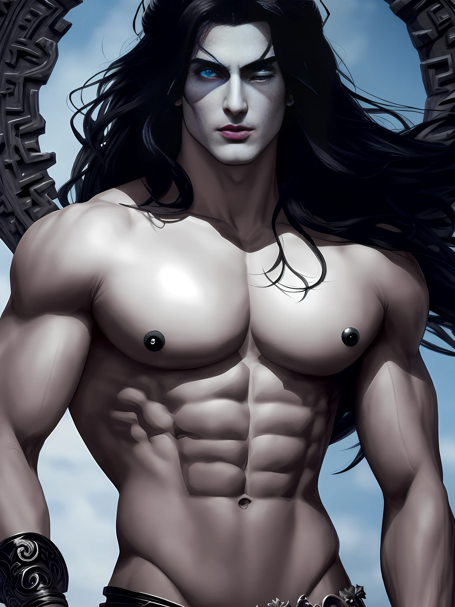 Hades Greek god of the underworld, with majestic horns on top of the head.