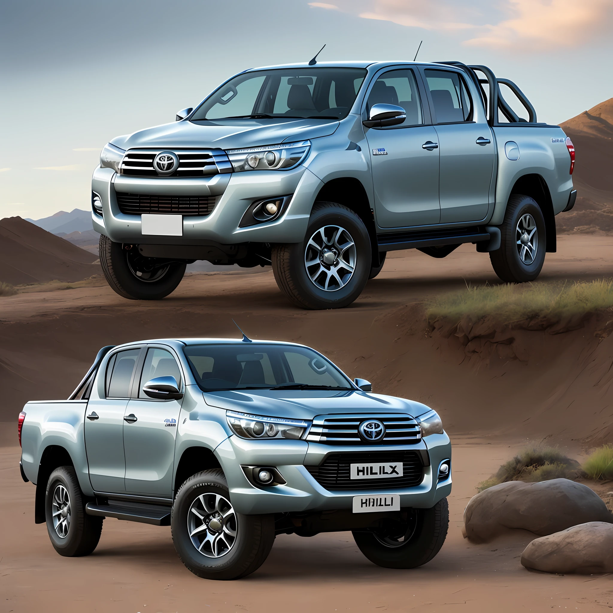 A realistic Toyota Hilux taken in 4K photo from the year 2016