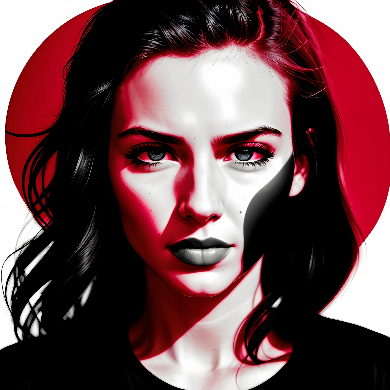 woman's face, design t-shirt, design,striking eyes sidelight, bright face, black and white, centralized, white background, cinematographic, Portrait shot, no mockup ar 2:3