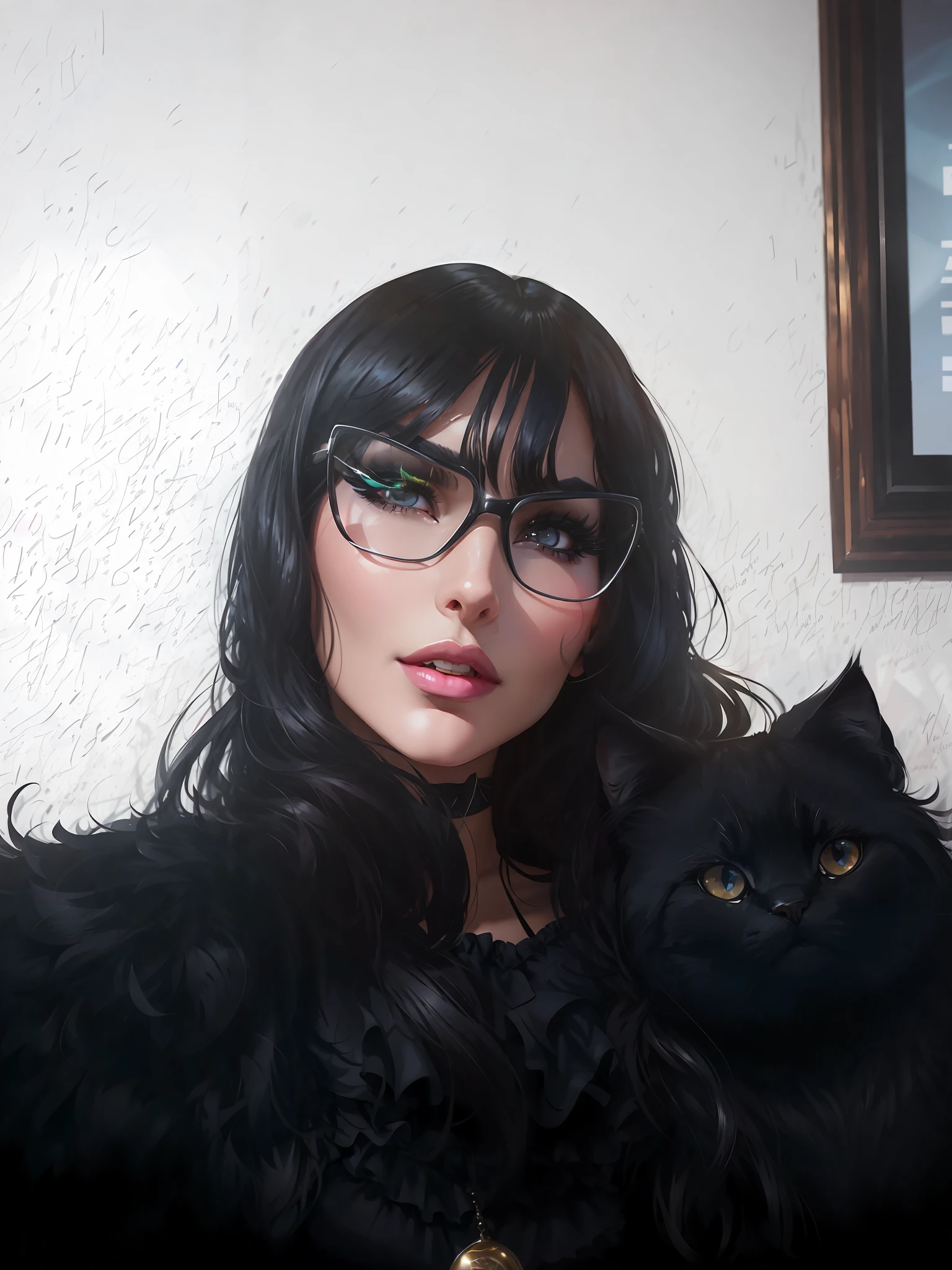 (Award Winning Digital Artwork:1.3) of (Sketch:1.3),(Energetic:1.3) Black Cat, WendyFiore,CGSociety,ArtStation,(Saturated:1.3),(close portrait:1.3),(Feminine:1.4),(beautiful:1.4),(attractive:1.3),handsome,calendar pose,perfectly detailed eyes,studio lighting,thematic background, Evil-Lyn