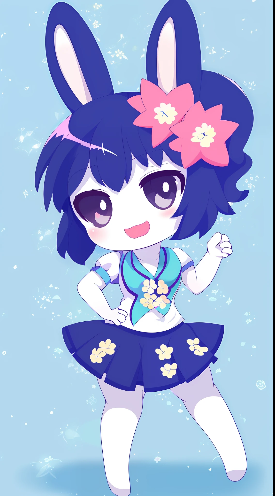 "((1girl)),(solo),((cute:1.2)|(kawaii:1.3)|(chibi:1.4)),(bunny:1.2),(background:floral),(background:twilight),(color:flat),(subject:jewelpet),(pose:sexy)"