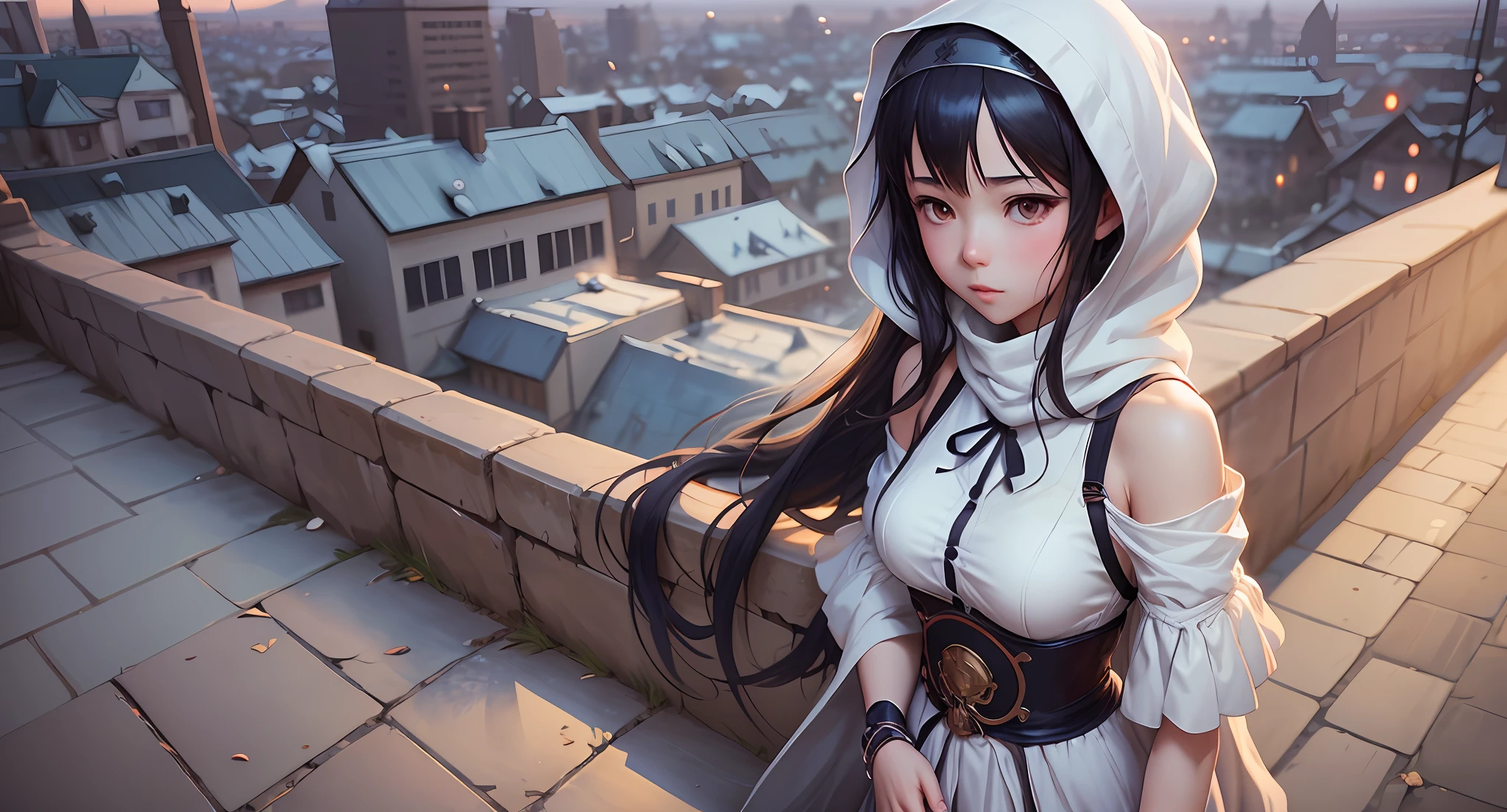 anime girl in a white dress with a veil over her head, artwork in the style of guweiz, romanticism lain, guweiz and makoto shinkai, guweiz, ( ( makoto shinkai ) ), makoto shinkai. digital render, makoto shinkai!, makoto shinkai!!