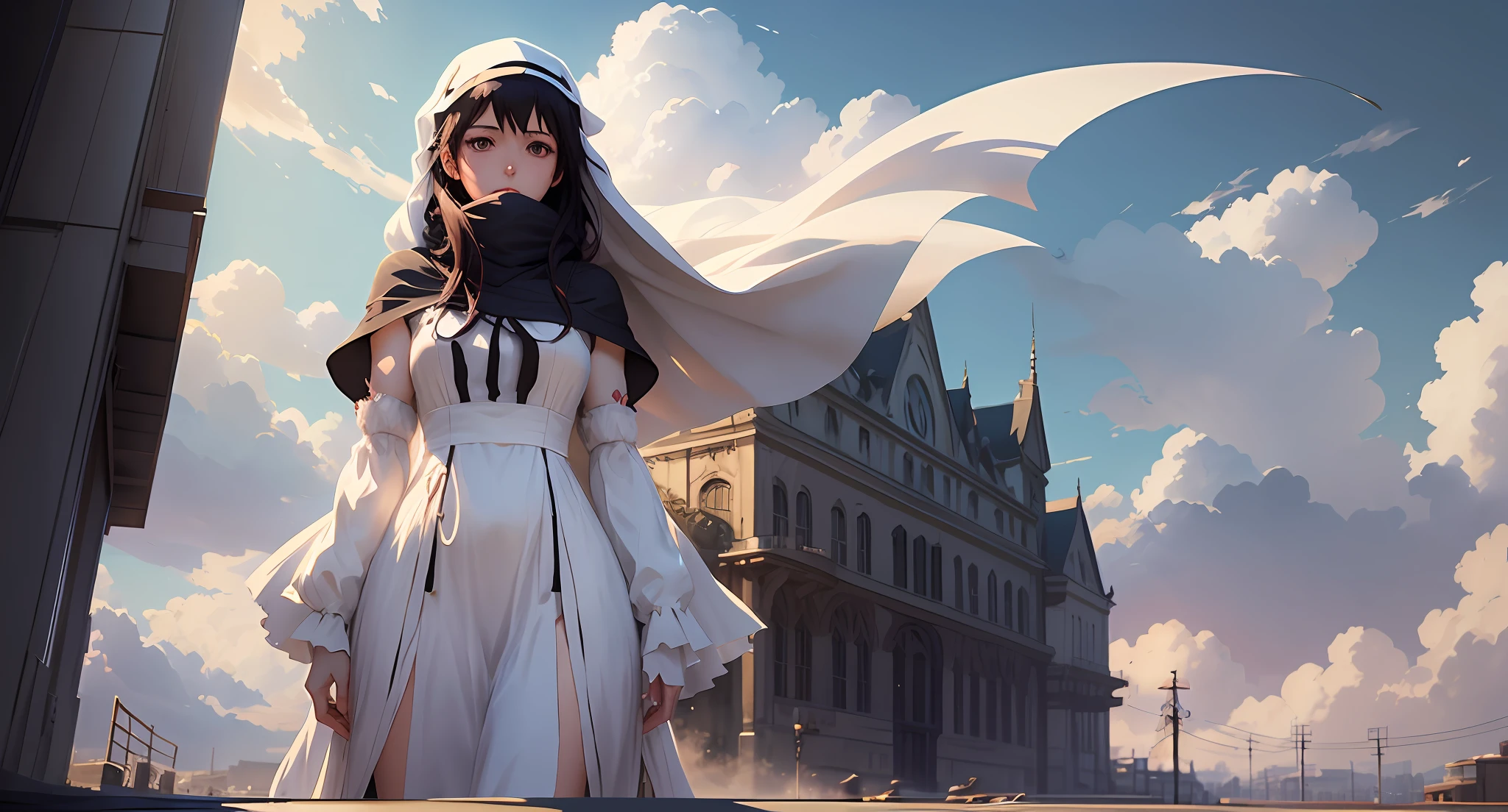 anime girl in a white dress with a veil over her head, artwork in the style of guweiz, romanticism lain, guweiz and makoto shinkai, guweiz, ( ( makoto shinkai ) ), makoto shinkai. digital render, makoto shinkai!, makoto shinkai!!