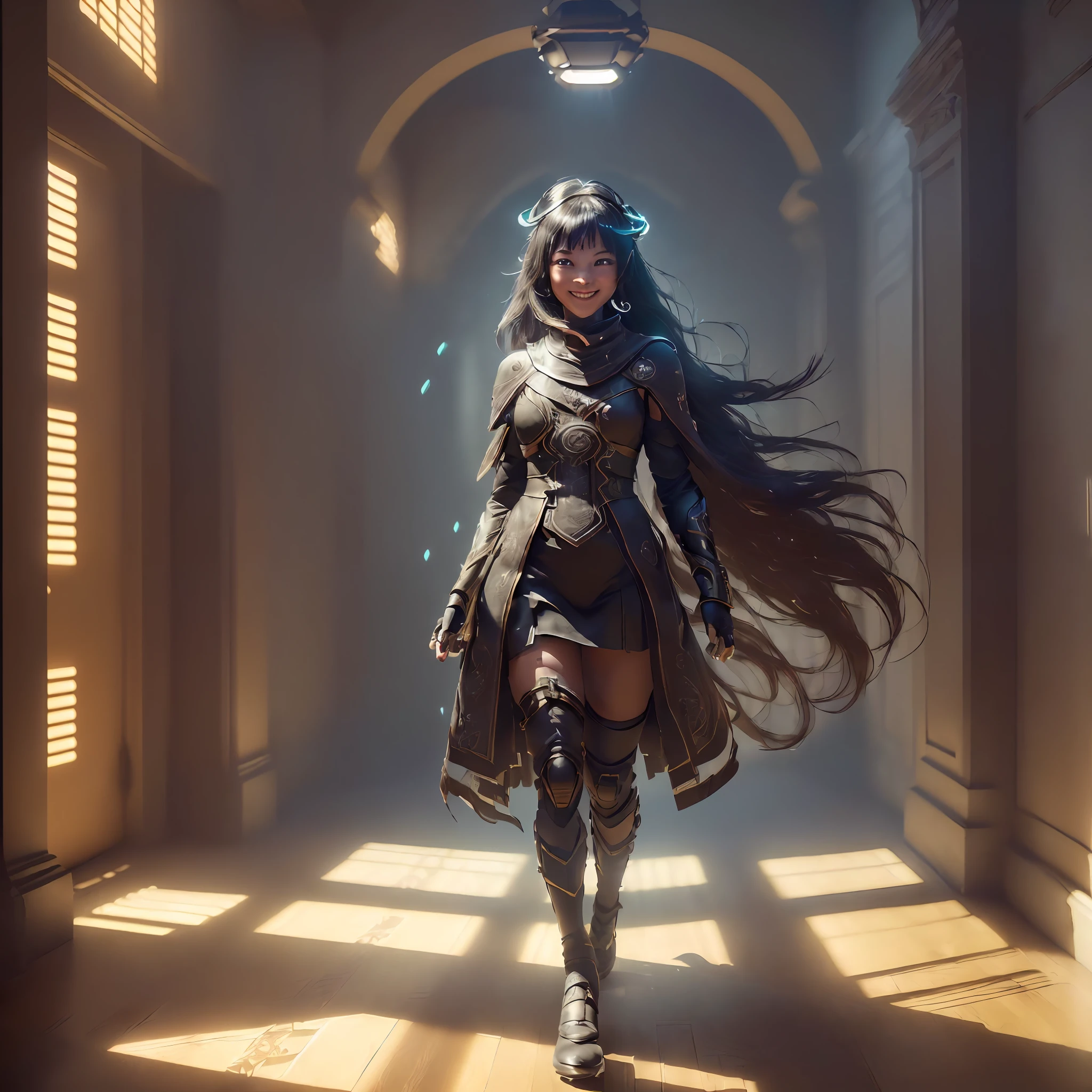 (((professional cinematic photo of a girl wandering in a hall, smiling, detailed face, ultimate shadow depth, ultra shadow-light contrast, volumetric shadowing, maximalism, best geometry, best image depth, volumetric, best lighting, best shadows, intricate shadows, best ambient occlusion, best textures, best detail, intricate details, insane details, RTX, Path tracing, busy setting, global shadow coverage, luminism, bioluminescence, shadow light, god rays, warm colors, high contrast, high focus, warm ambient shadows, best Form shadows, best Shadow receiving bounced light, best Core shadows, best Cast shadows, best Occlusion shadows, intricate shadow-light play,)))