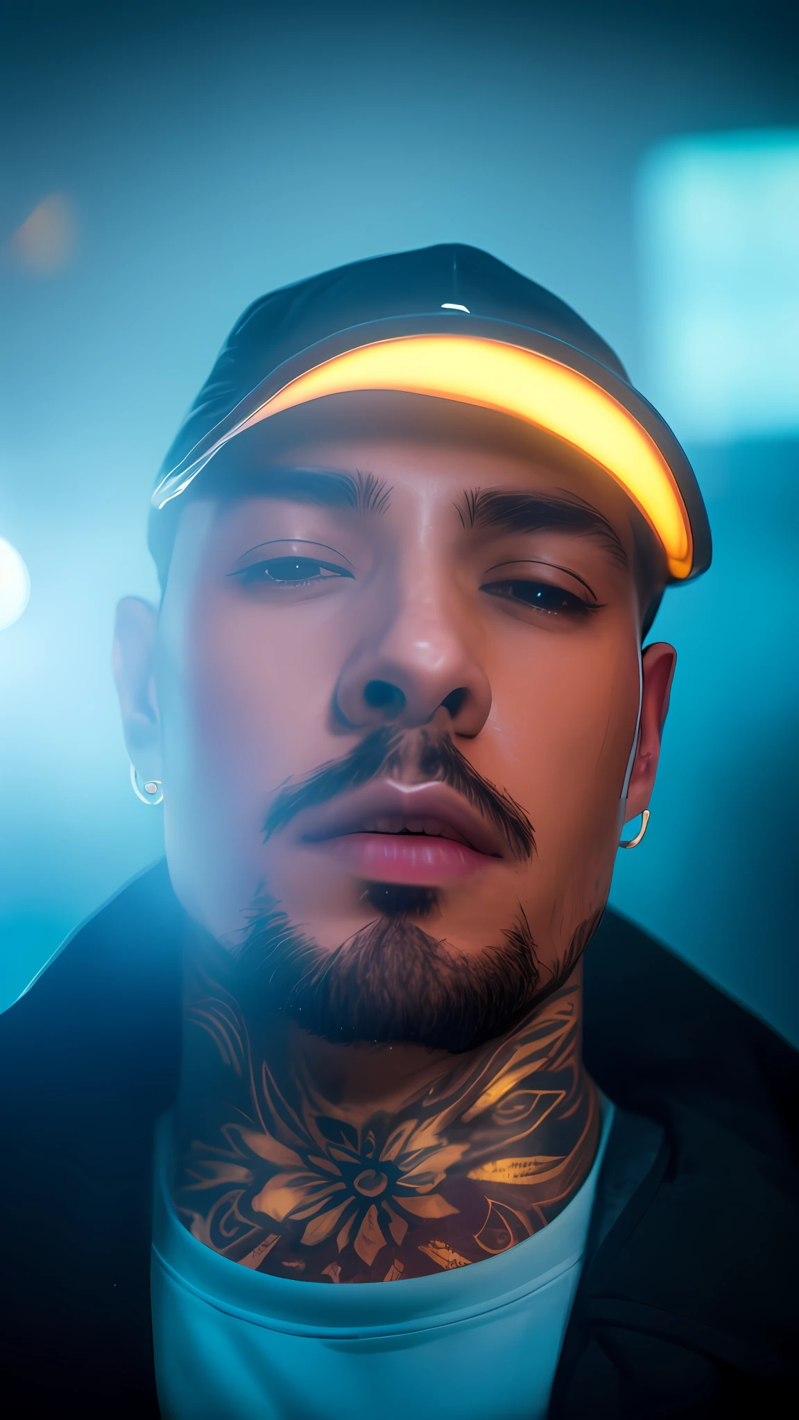 Dated mouth, realistic lips.