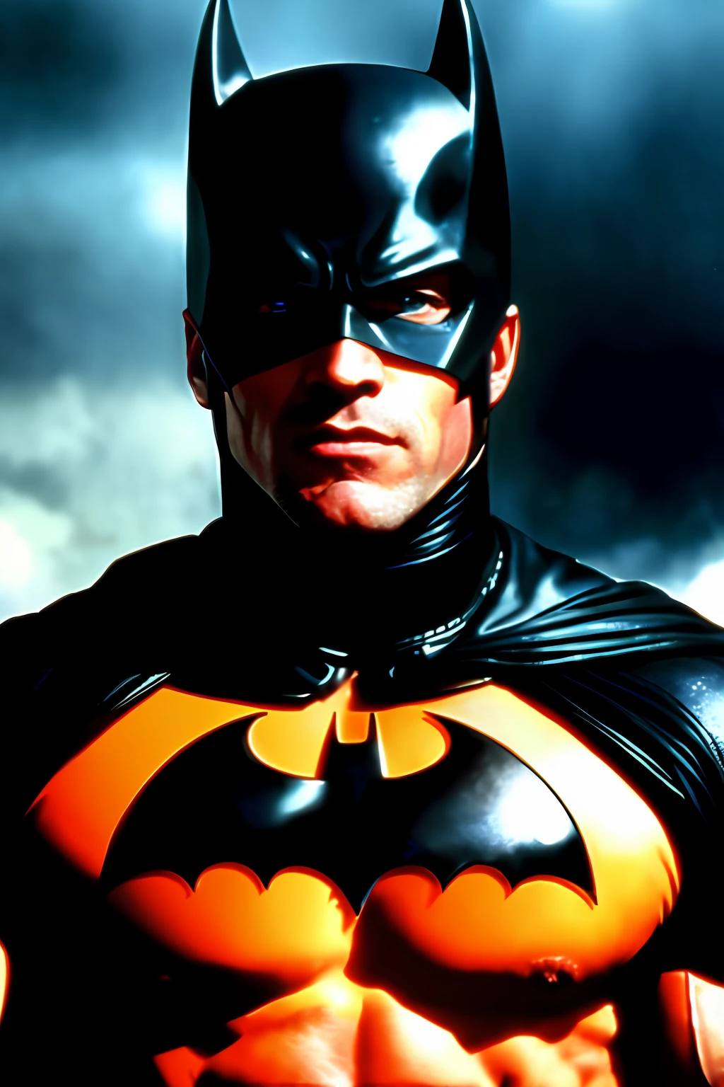 Arnold Schwarzenegger from the movie Terminator is the Batman of Gotham City who came from the future to save Bruce Wayne from his past, 64k,