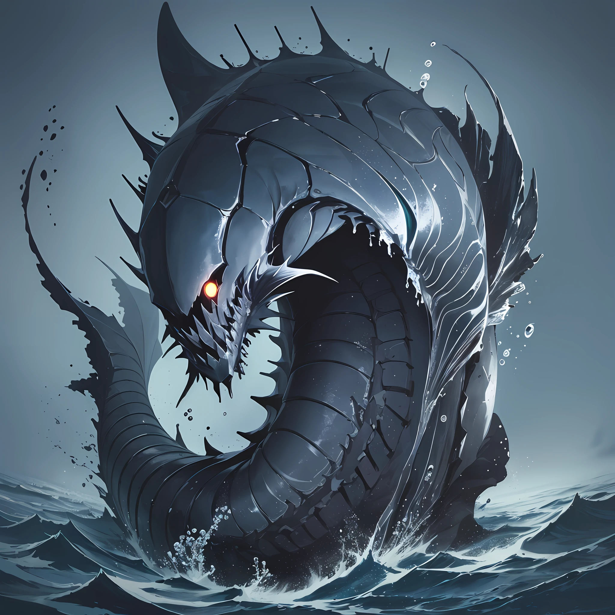 ((very dark environment)) + ((underwater)) + (Abyssal leviathan) + ((deep sea)) + ((Ocean)) + (Sparse Lighting)