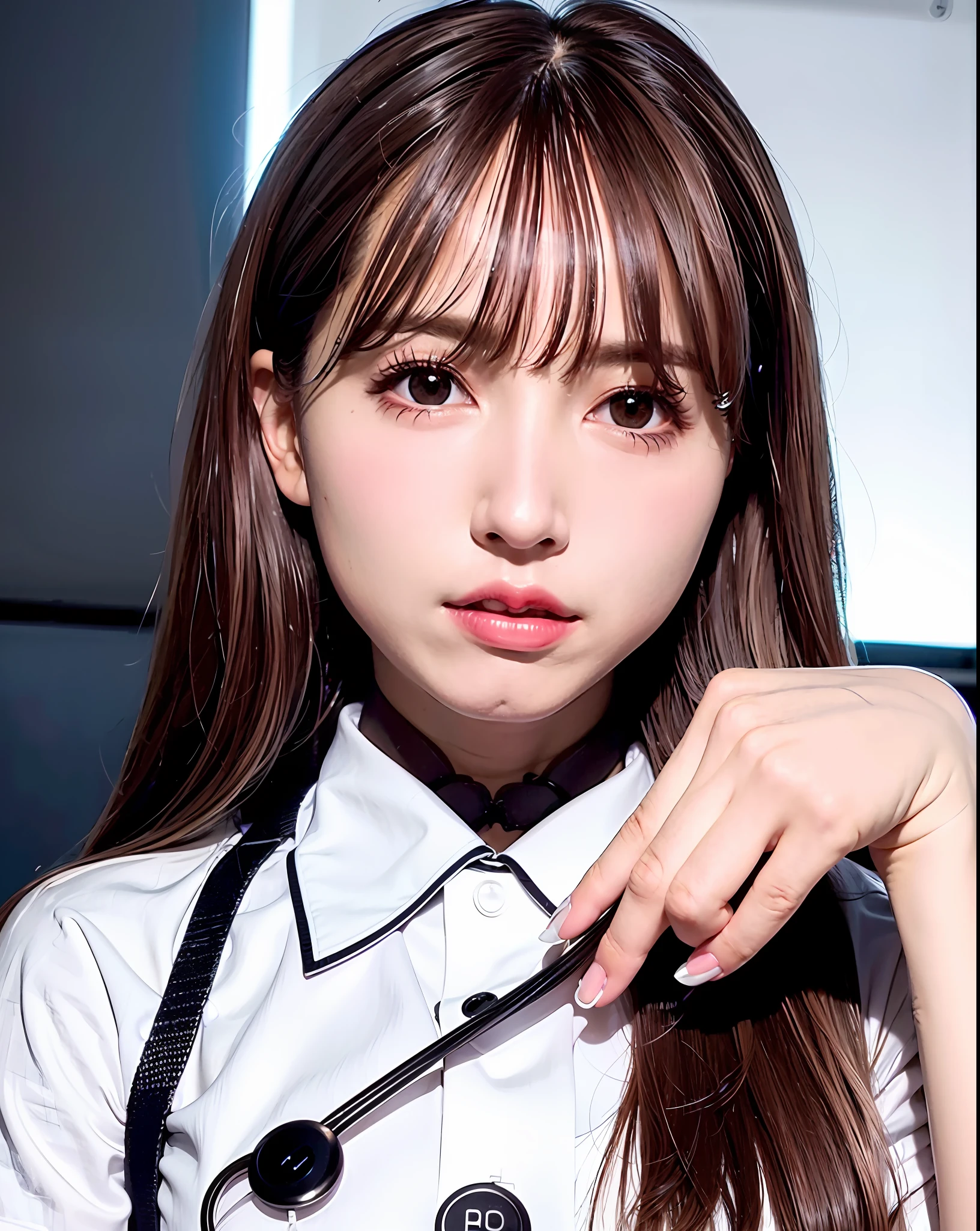 best quality, photorealistic, 8k, high res, 1girl, woman, (skindentation), (professional lighting), (portrait:0.6), (closed button office shirt:2), gorgeous, ((black hair)), (medium hair:1.4), (1girl eyes looking at viewer:1.5), ((looking at viewer:1.6)), (looking at the camera), photorealistic, (bokeh), (portait:0.6), (dynamic pose:1.2), masterpiece, intricate, realistic, sharp focus, award-winning photograph, sfw, (smile:1),
