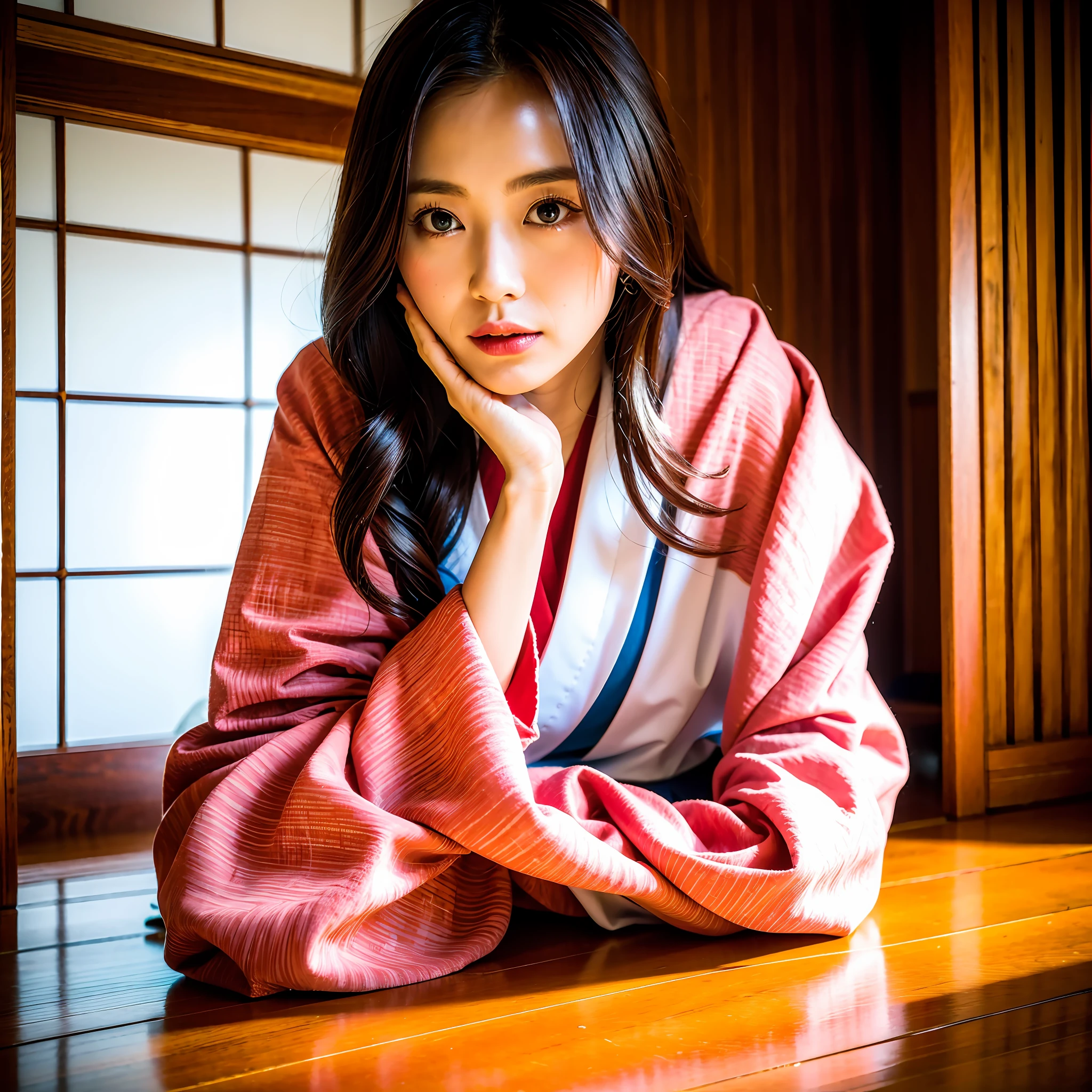 (8k, masterpiece, best quality, raw photo),kimono, obi, japanese-style room
